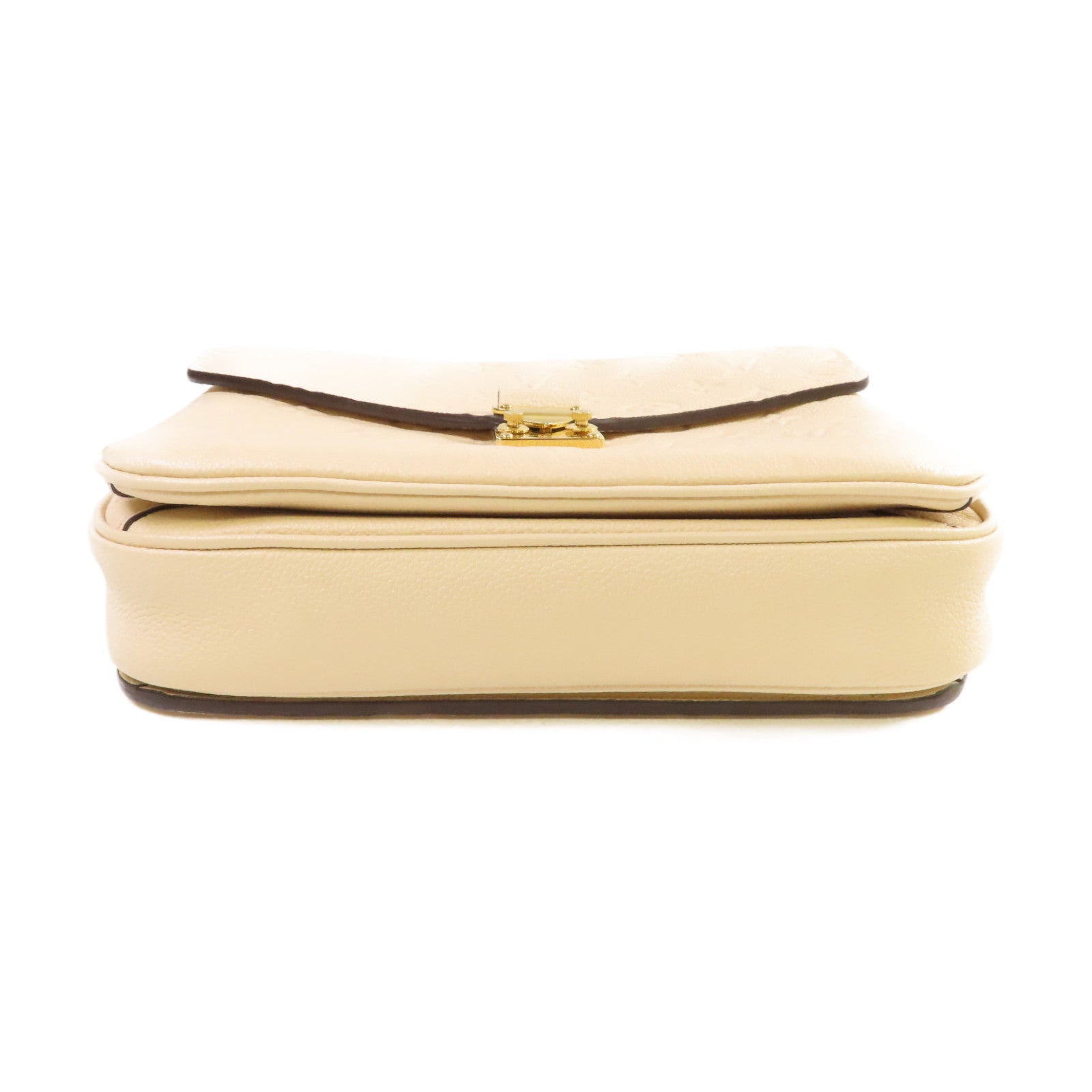 LOUIS VUITTON Monogram Empreinte Pochette Metis金扣手挽肩背兩用袋米色