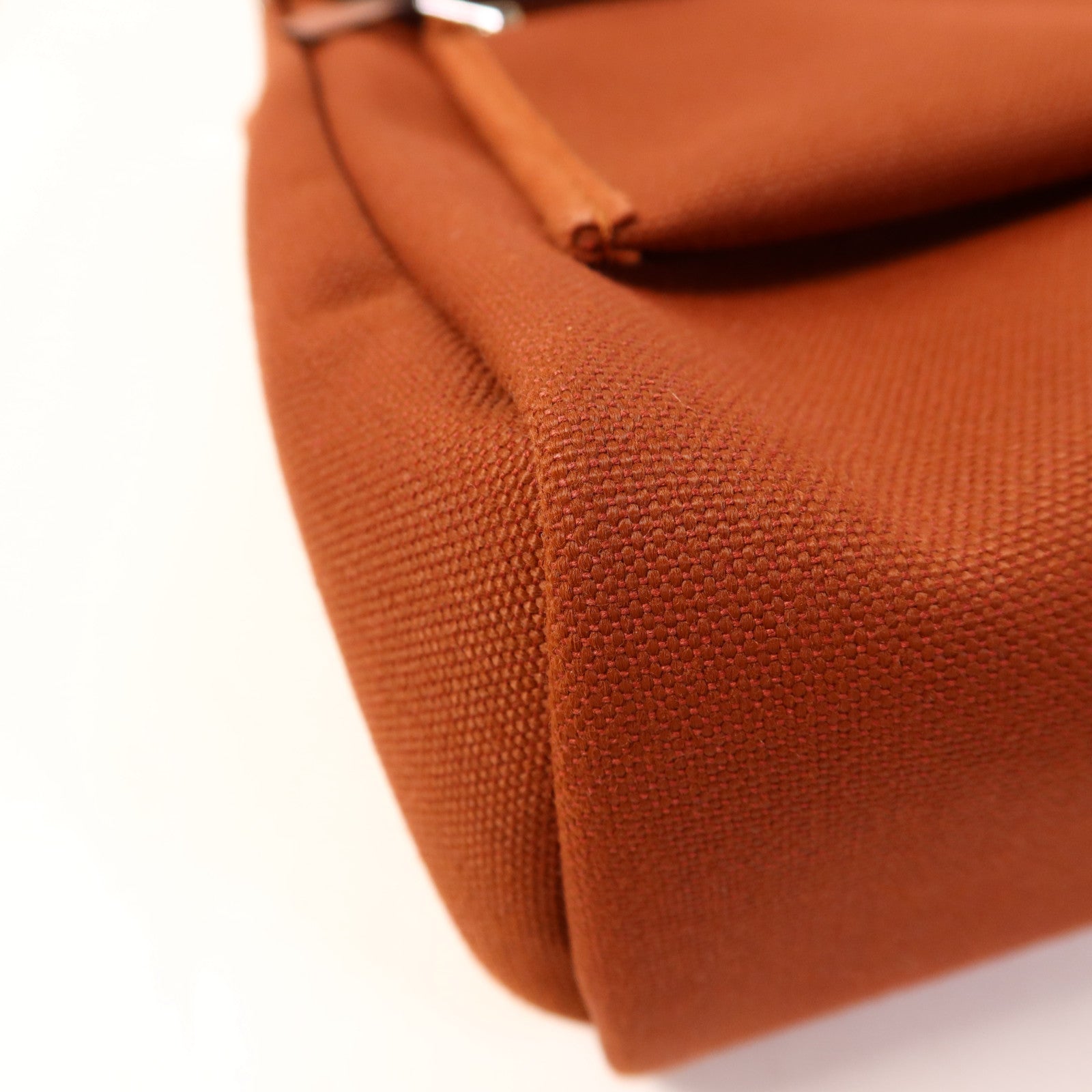 HERMES 帆布Herbag PM銀扣手挽肩背兩用袋Brique