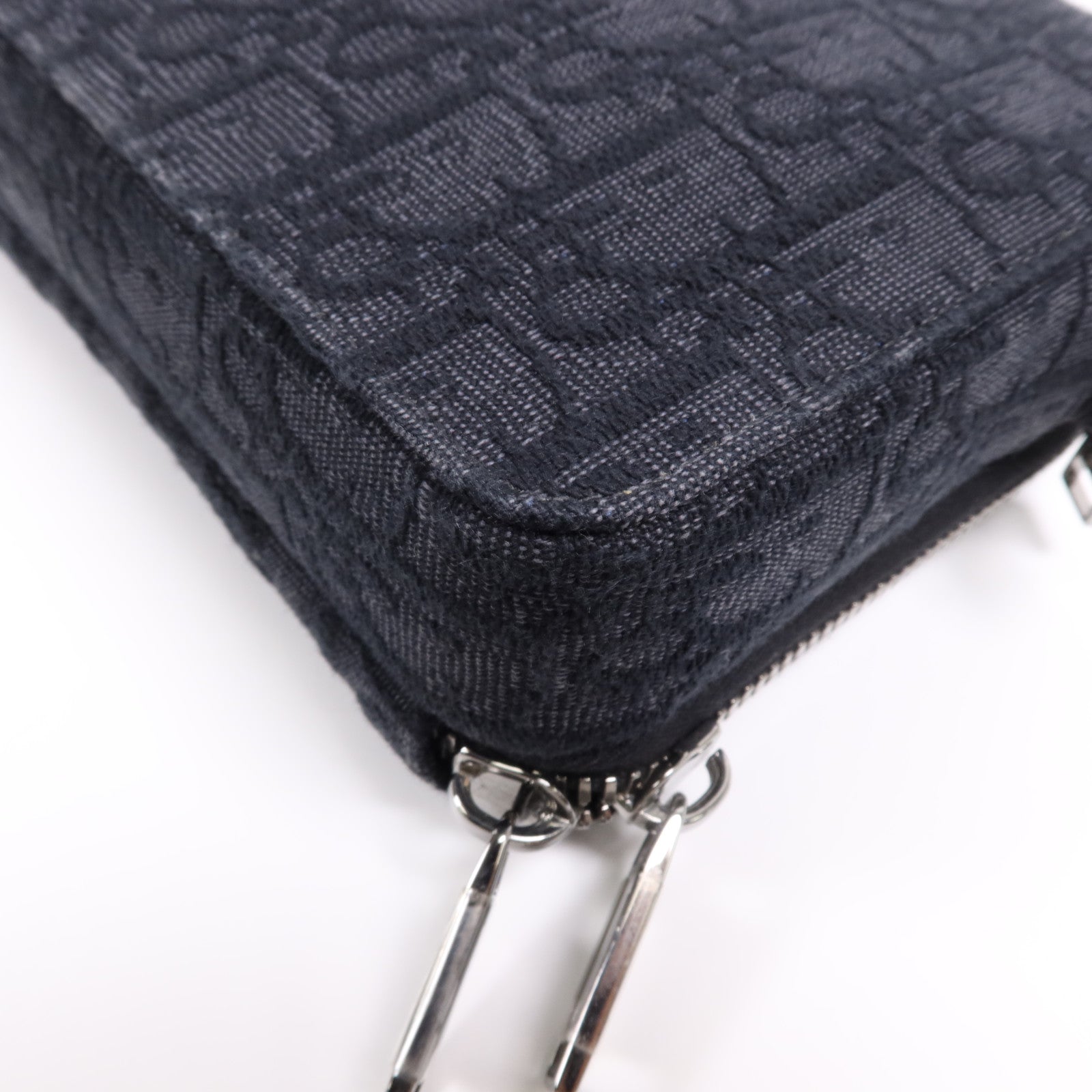 Dior 帆布Oblique Zipped Pouch銀扣肩背袋