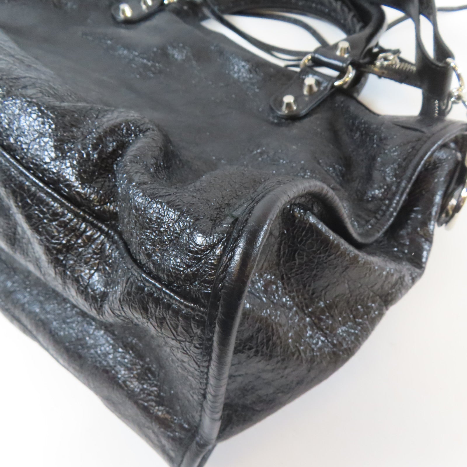 BALENCIAGA 牛皮皮革Shoulder Bag銀扣手挽肩背兩用袋黑色