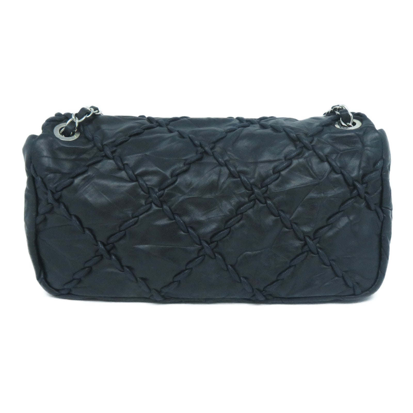 CHANEL 【激減優惠】菱格牛皮皮革Chain Shoulder Bag銀扣鏈帶肩背袋黑色