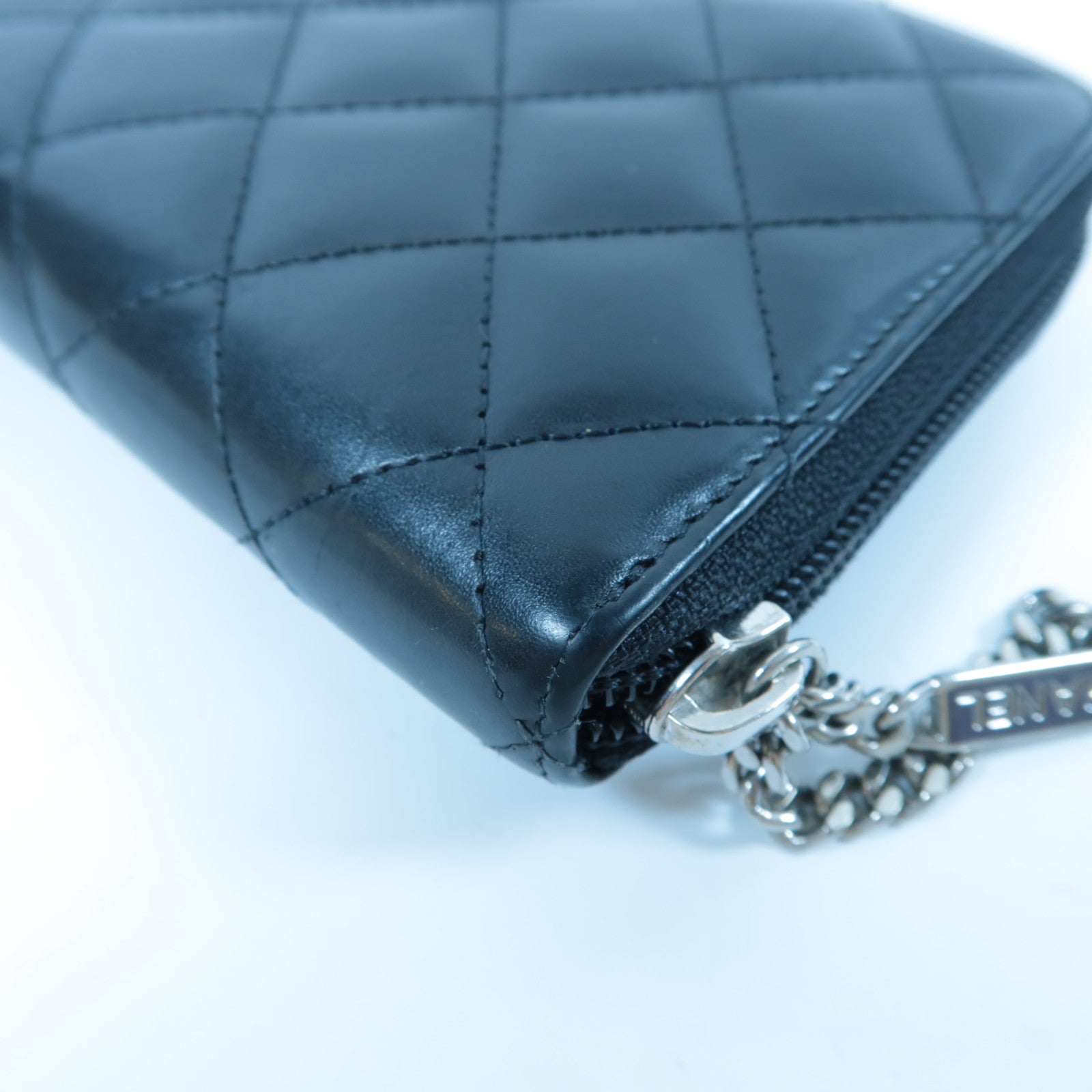 CHANEL 【激減優惠】菱格羊皮皮革Cambon Line Zipper Long Wallet銀扣長錢包黑色