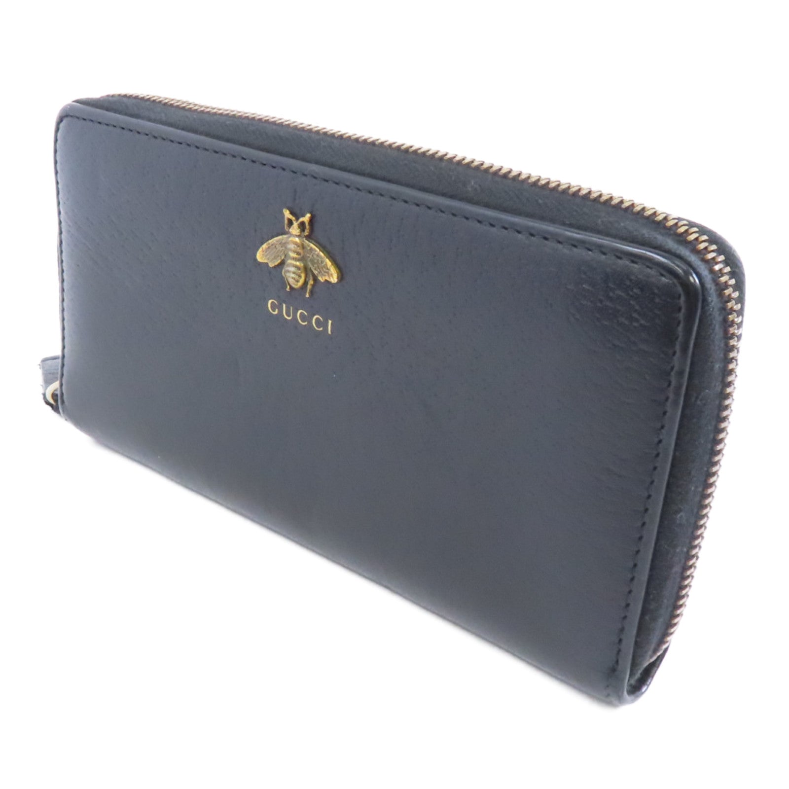 GUCCI 牛皮皮革Zipped Long Wallet金扣長錢包黑色