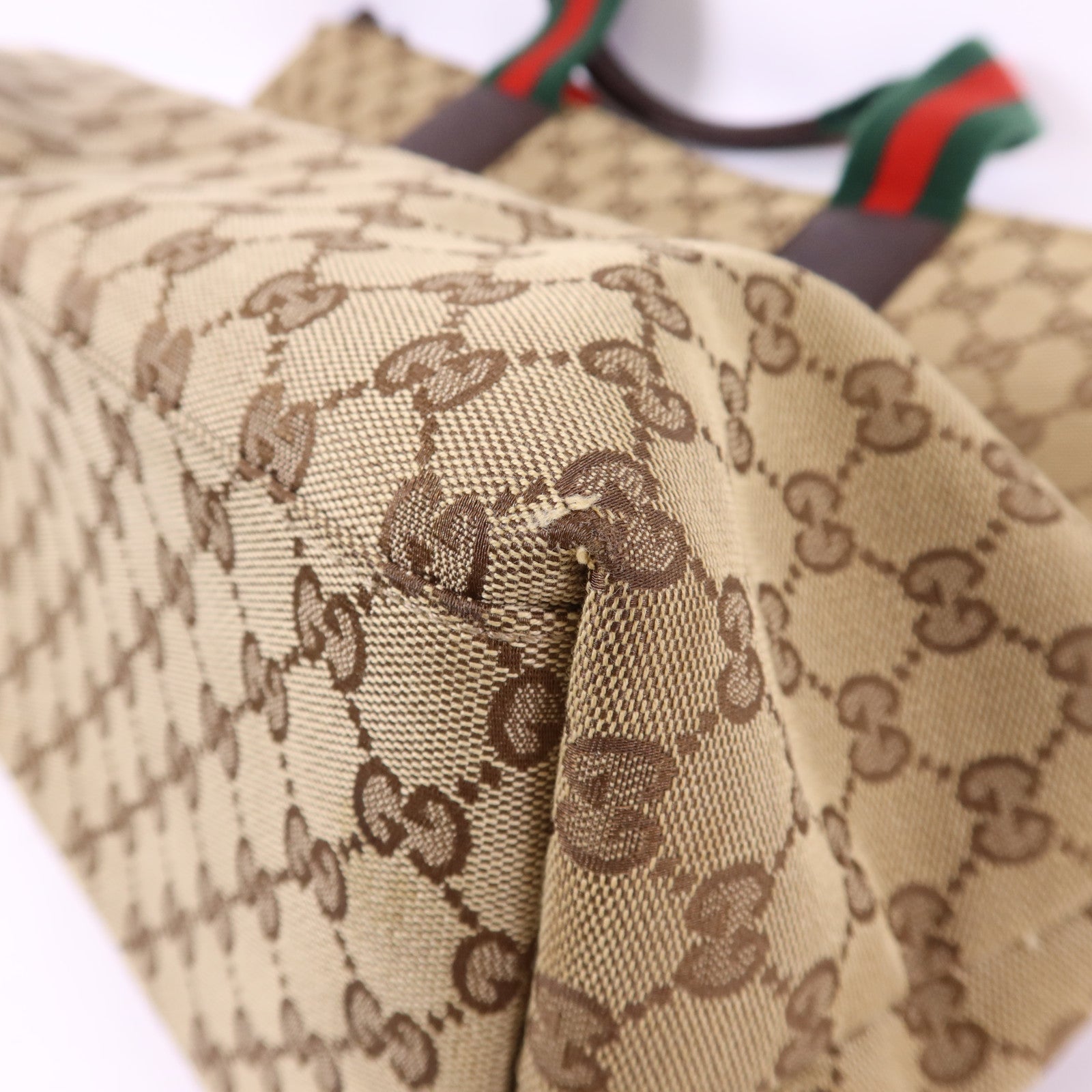 GUCCI 帆布Tote Bag銀扣肩背袋