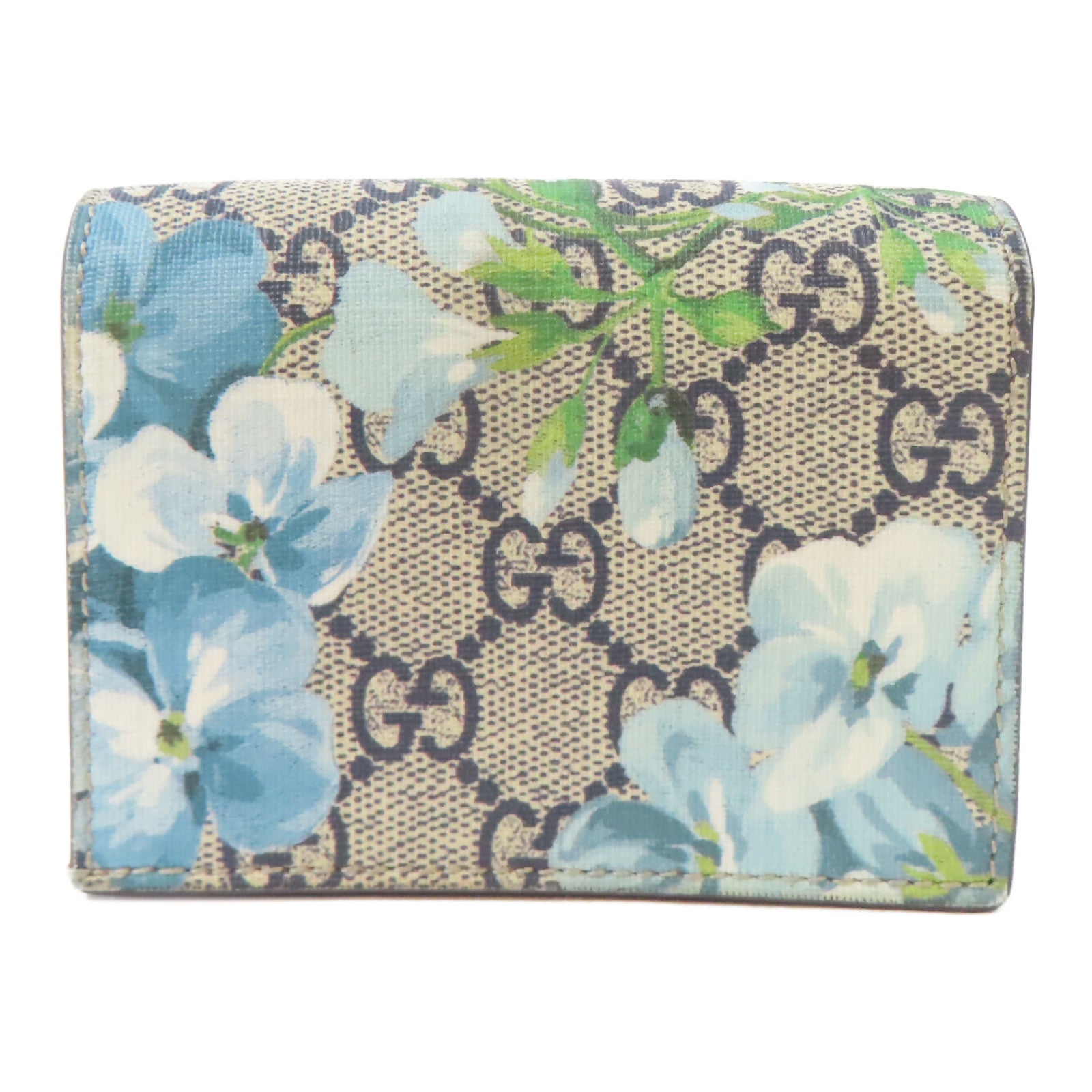 GUCCI 塗層帆布Fold Wallet金扣錢包灰色/藍色