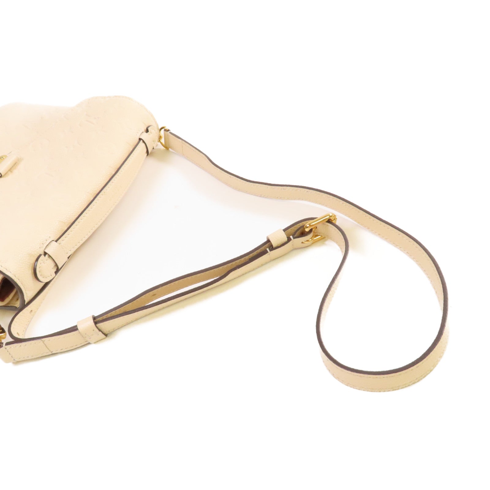 LOUIS VUITTON Monogram Empreinte Pochette Metis金扣手挽肩背兩用袋米色