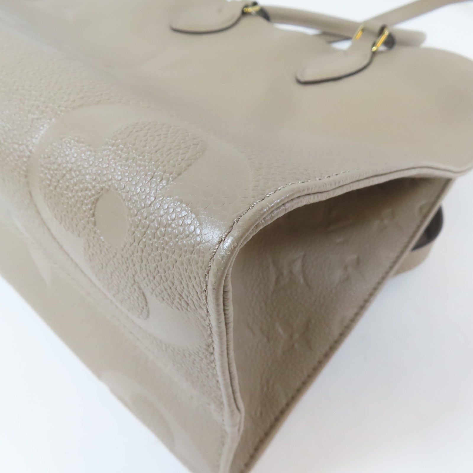 LOUIS VUITTON Monogram Empreinte OnTheGo MM金扣手挽肩背兩用袋米色