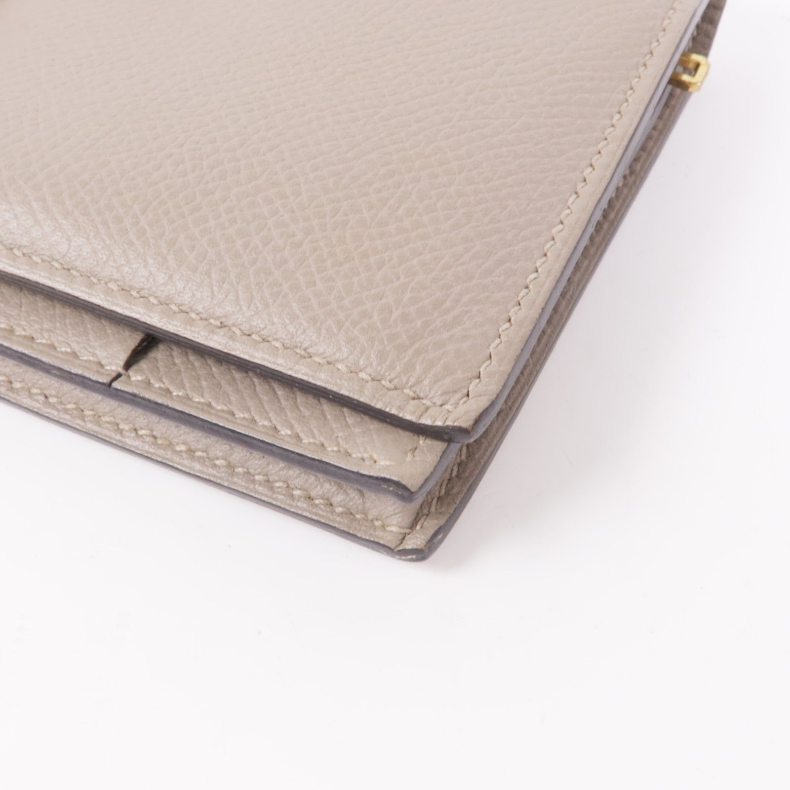 HERMES GHW Bearn Wallet Veau Epsom Leather Trench Beige