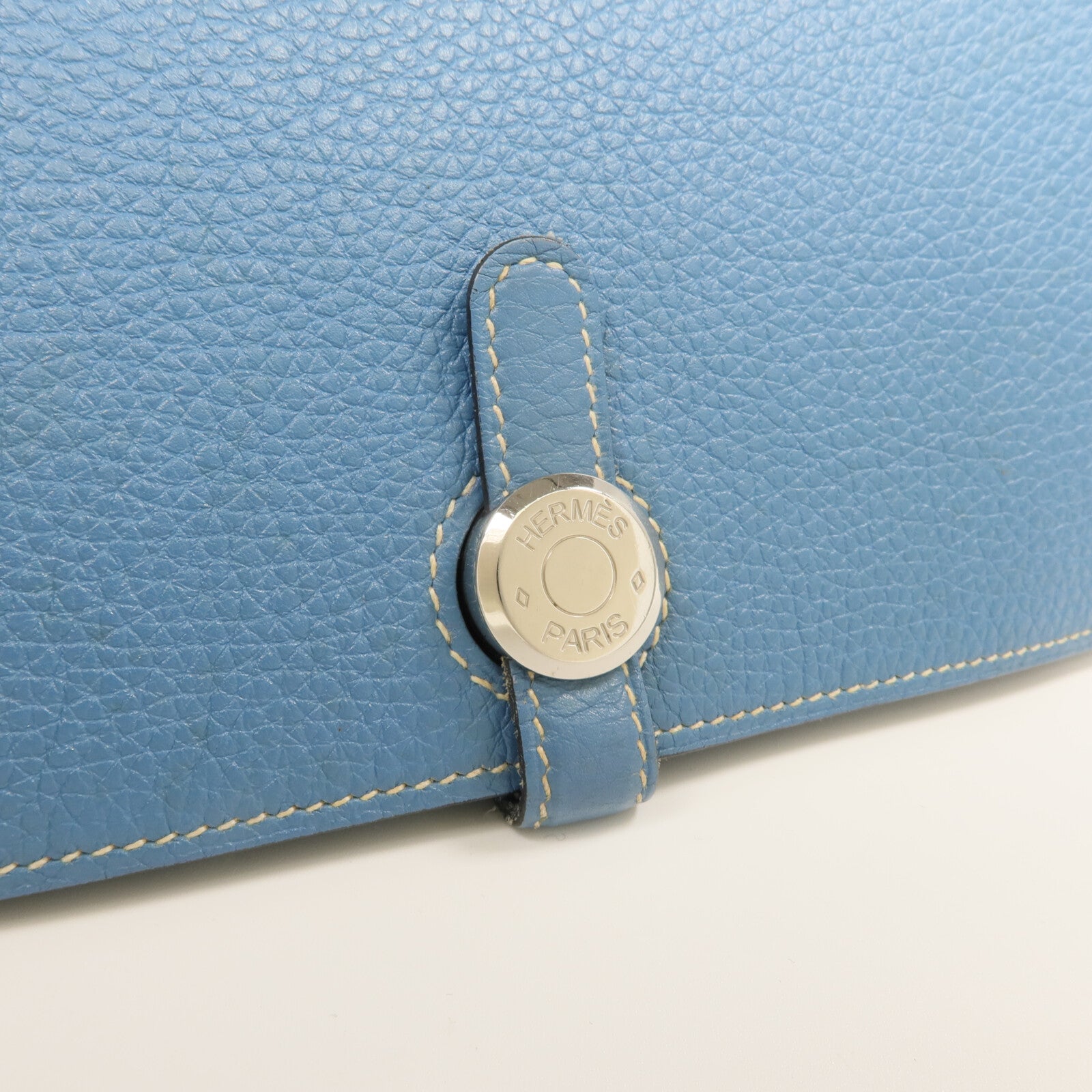 HERMES Togo皮革Dogon GM長錢包Bleu Jean