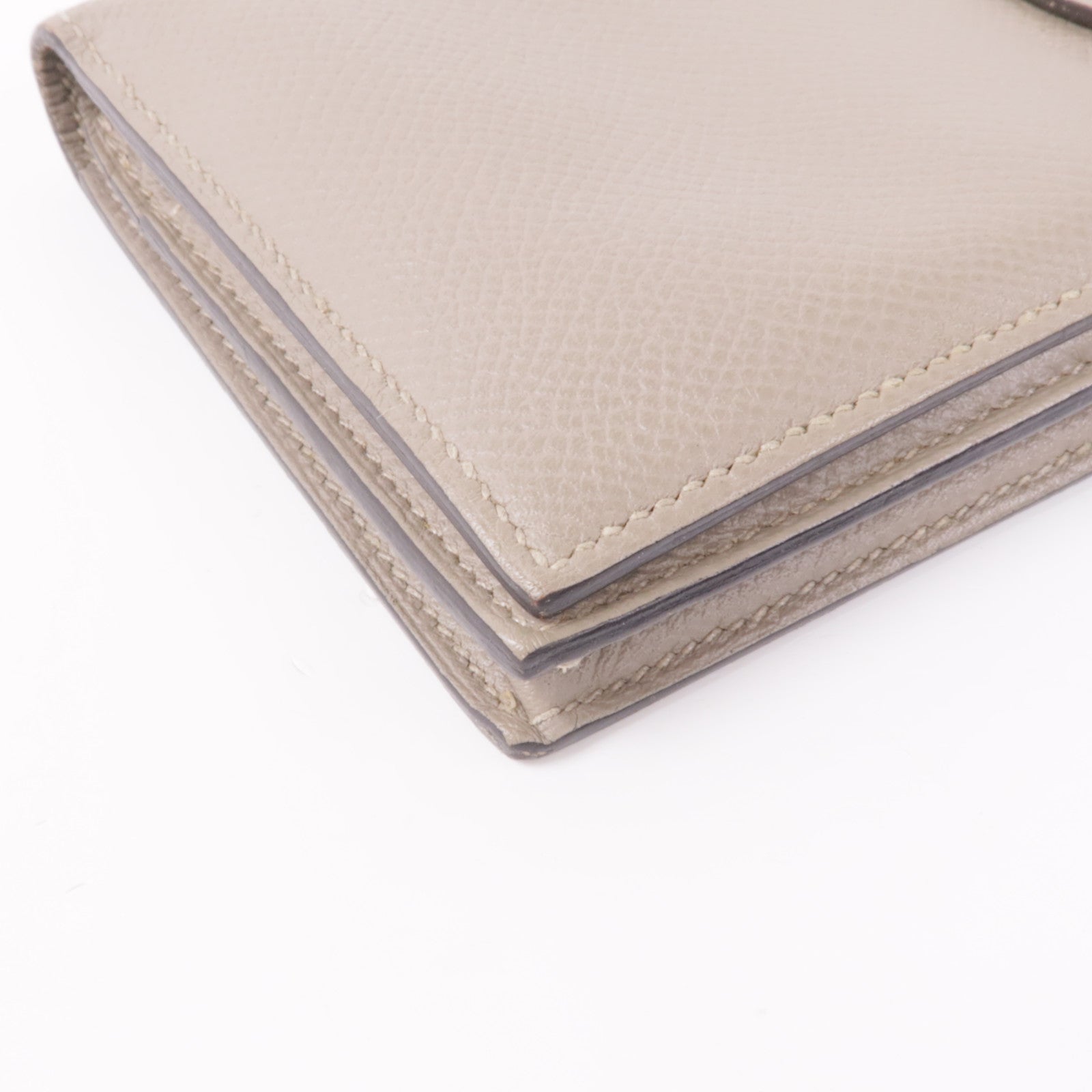 HERMES GHW Bearn Wallet Veau Epsom Leather Trench Beige