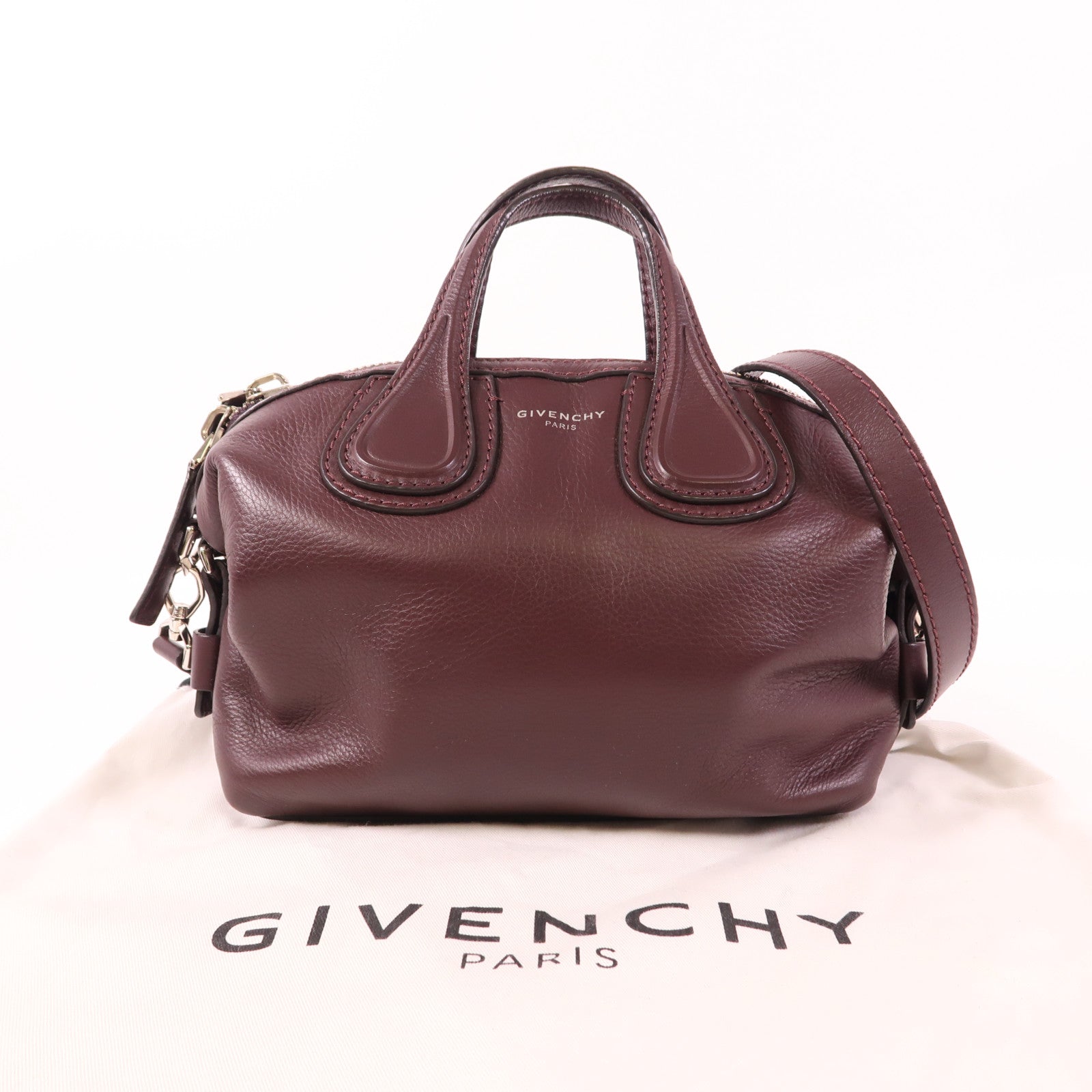 GIVENCHY 牛皮皮革Nightingale Bag銀扣手挽肩背兩用袋