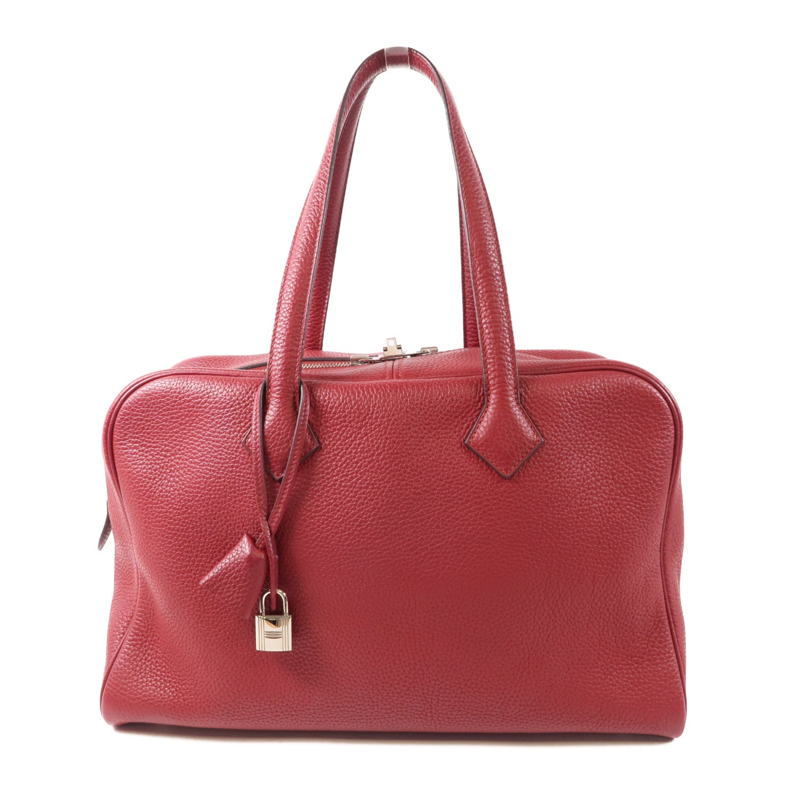 HERMES Clemence皮革Victoria 35銀扣肩背袋Rubis