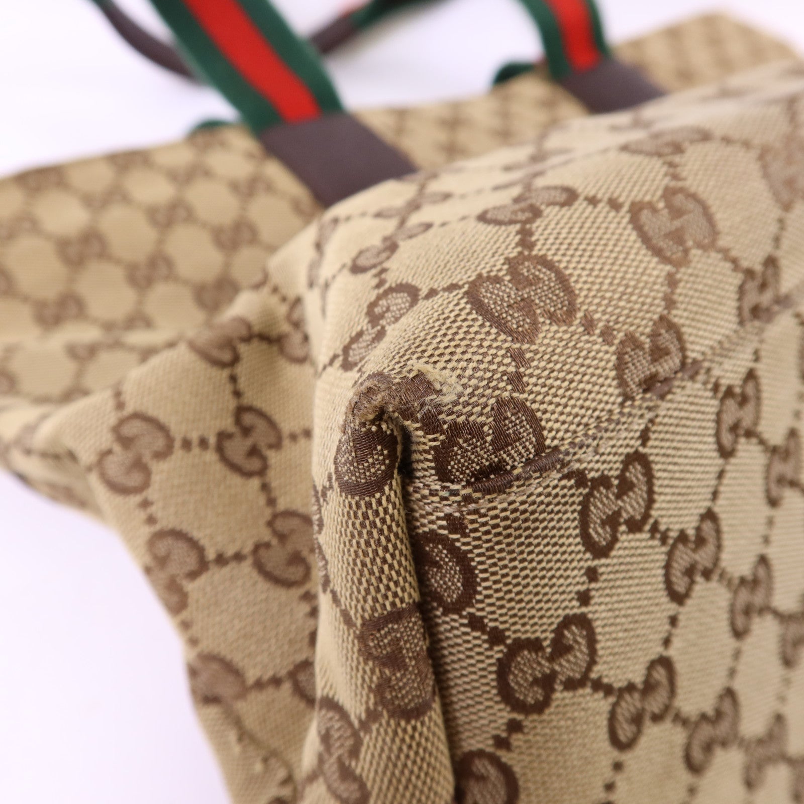 GUCCI 帆布Tote Bag銀扣肩背袋