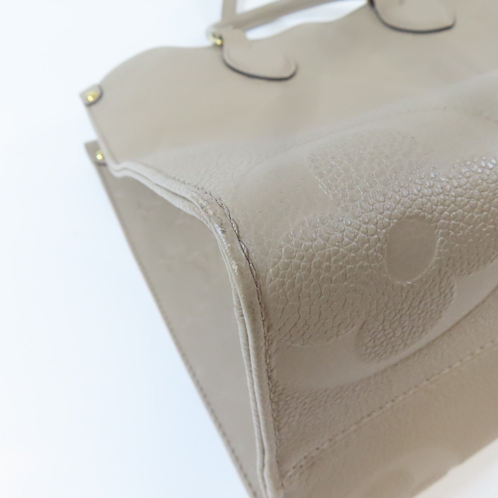 LOUIS VUITTON Monogram Empreinte OnTheGo MM金扣手挽肩背兩用袋米色