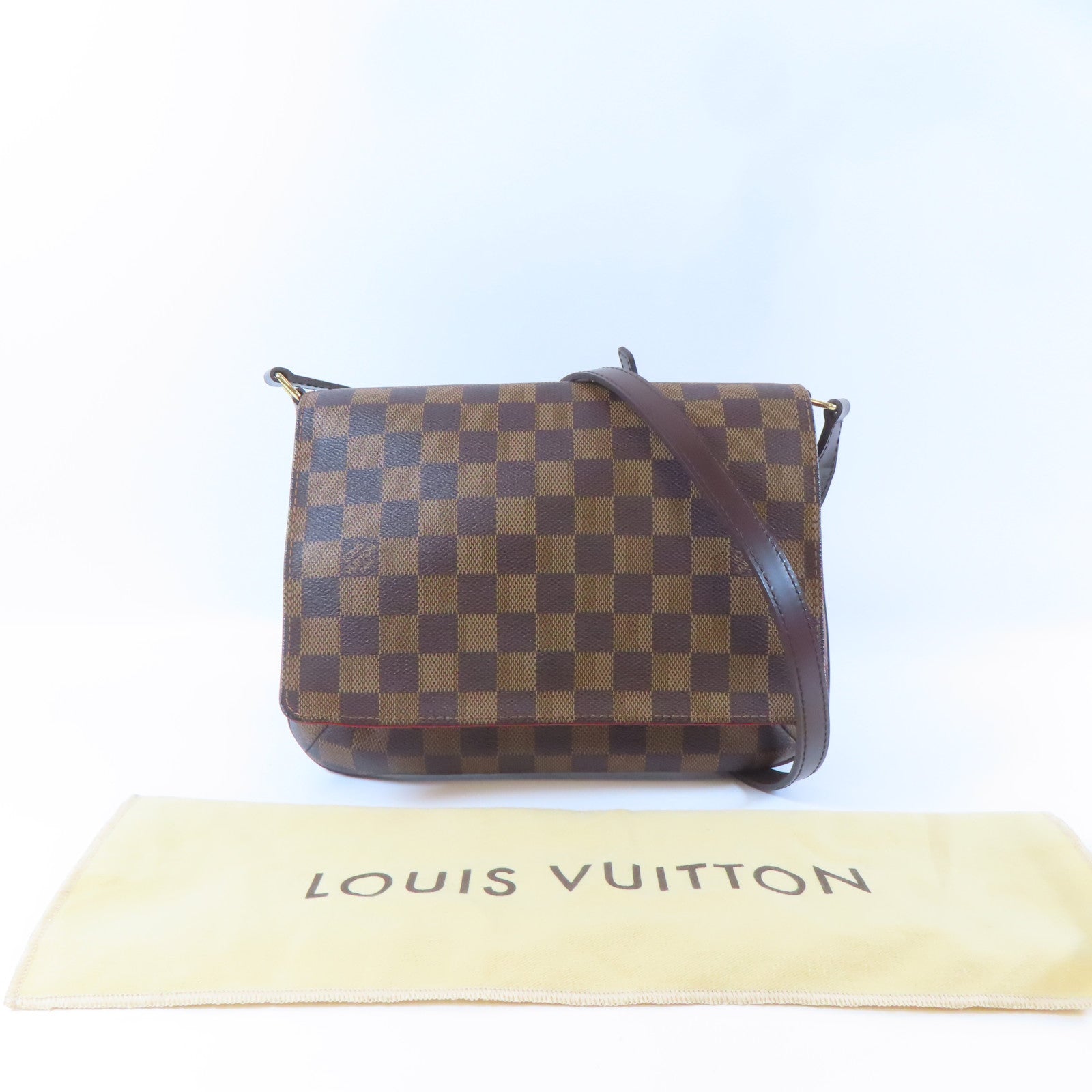 LOUIS VUITTON 【激減優惠】Damier Musette Tango金扣肩背袋啡色