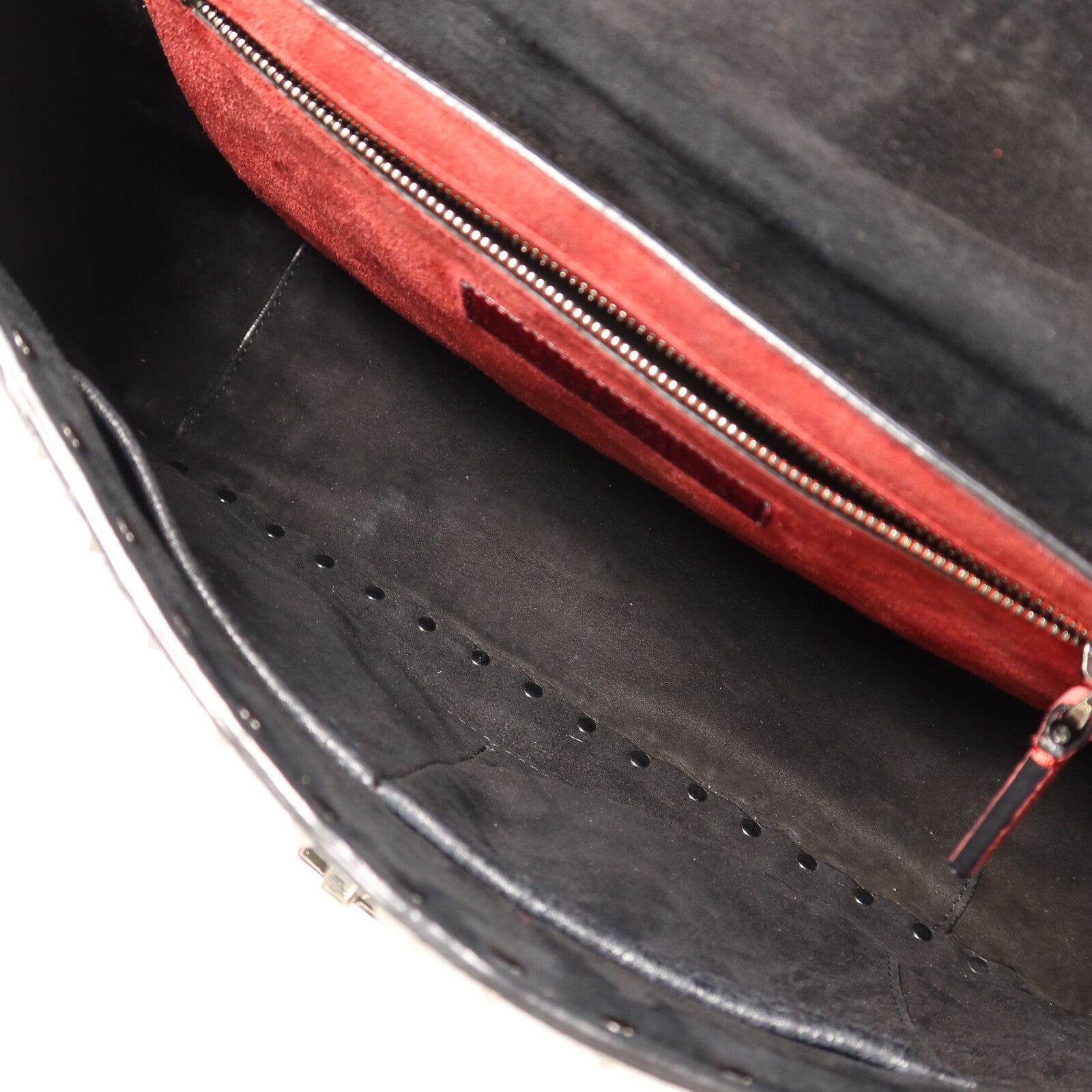 Valentino 牛皮皮革Rockstud Spike銀扣鏈帶手挽肩背兩用袋