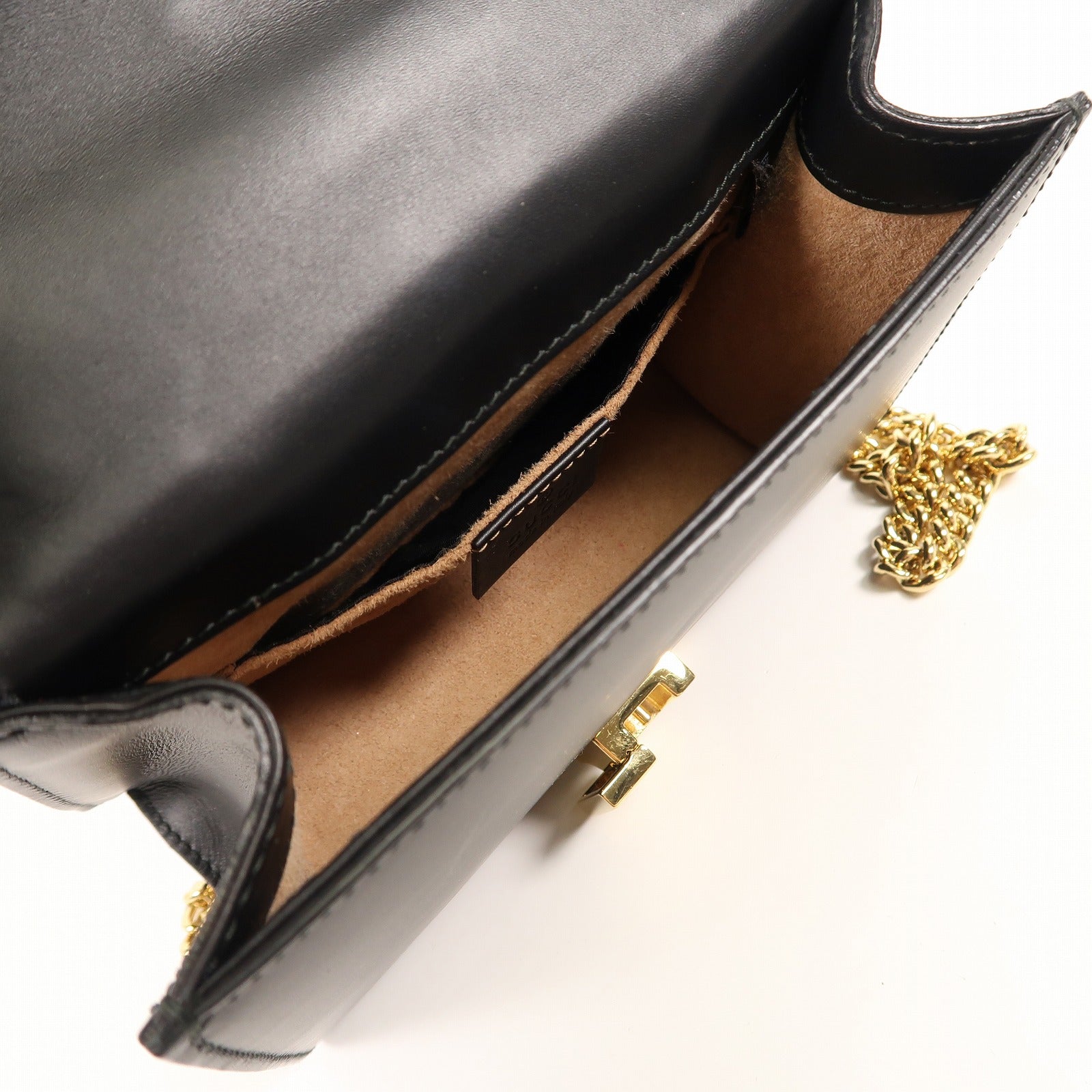 GUCCI 牛皮皮革Sylvie Mini金扣鏈帶肩背袋