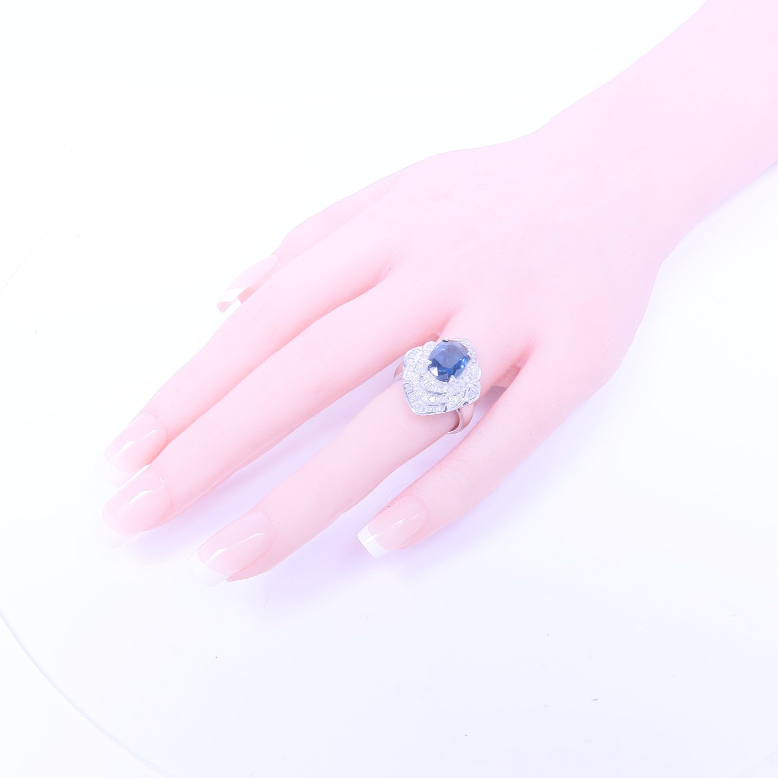 JEWELRY PT900鉑金/藍寶石Sapphire Diamond Ring鑽石戒指US#6