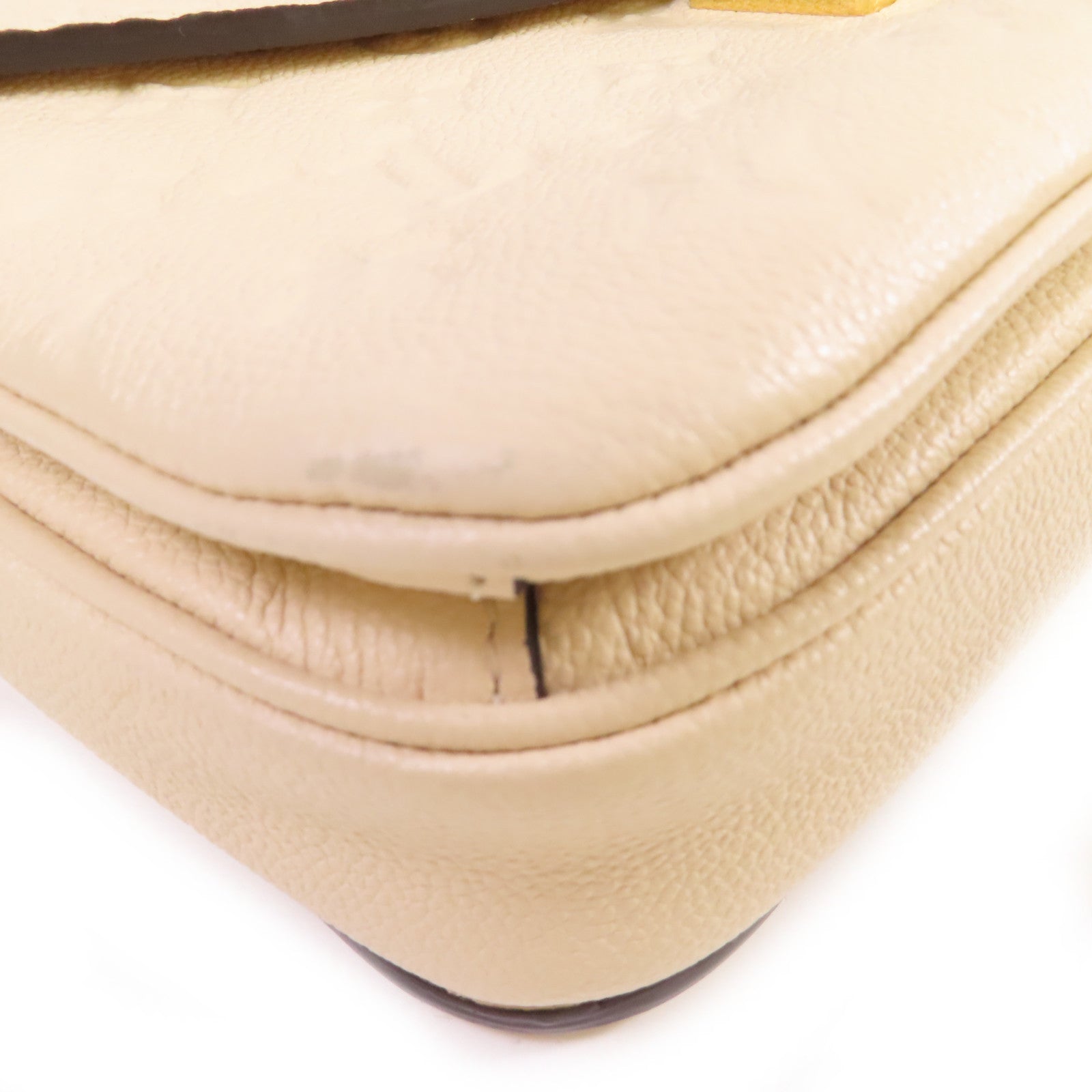 LOUIS VUITTON Monogram Empreinte Pochette Metis金扣手挽肩背兩用袋米色