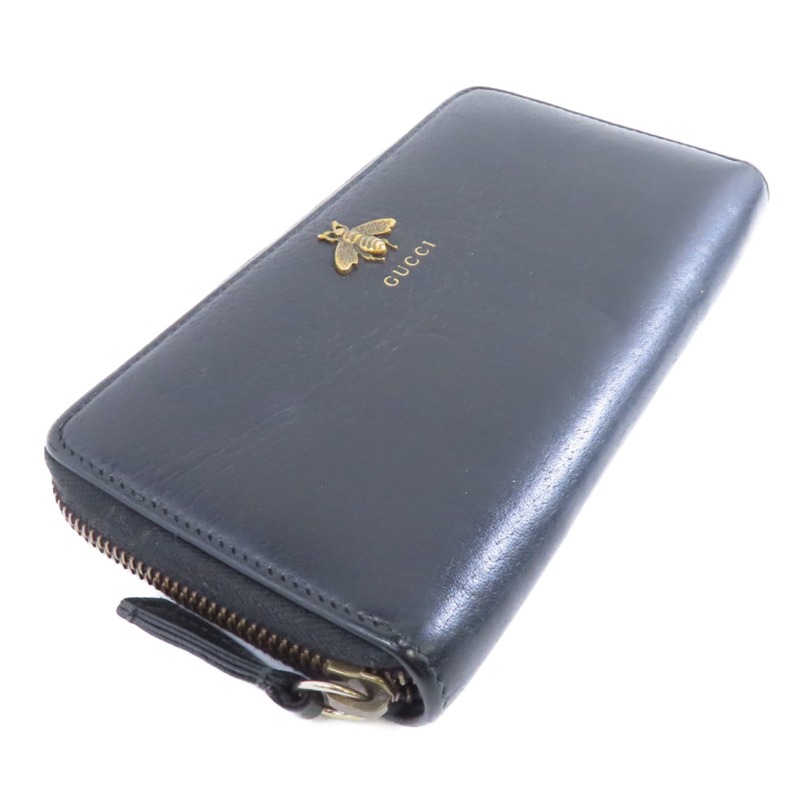 GUCCI 牛皮皮革Zipped Long Wallet金扣長錢包黑色