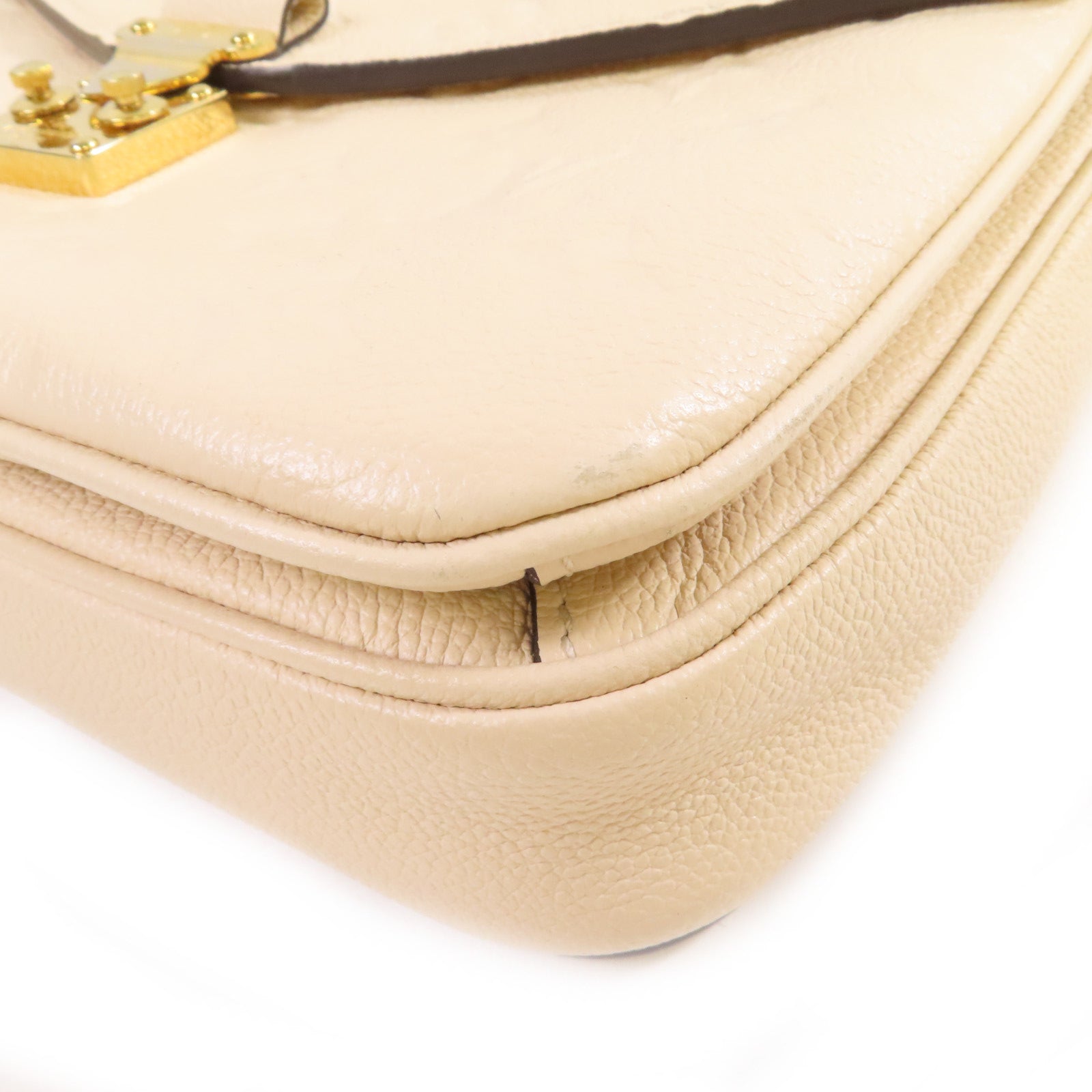 LOUIS VUITTON Monogram Empreinte Pochette Metis金扣手挽肩背兩用袋米色
