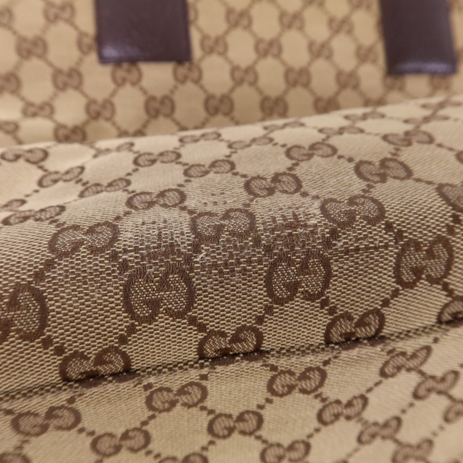 GUCCI 帆布Tote Bag銀扣肩背袋