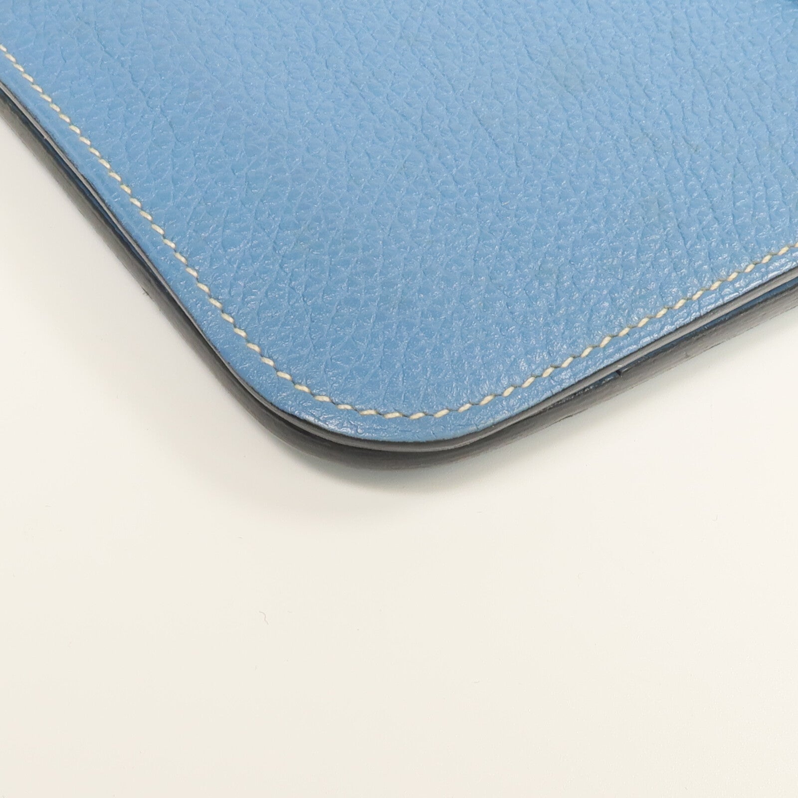 HERMES Togo皮革Dogon GM長錢包Bleu Jean