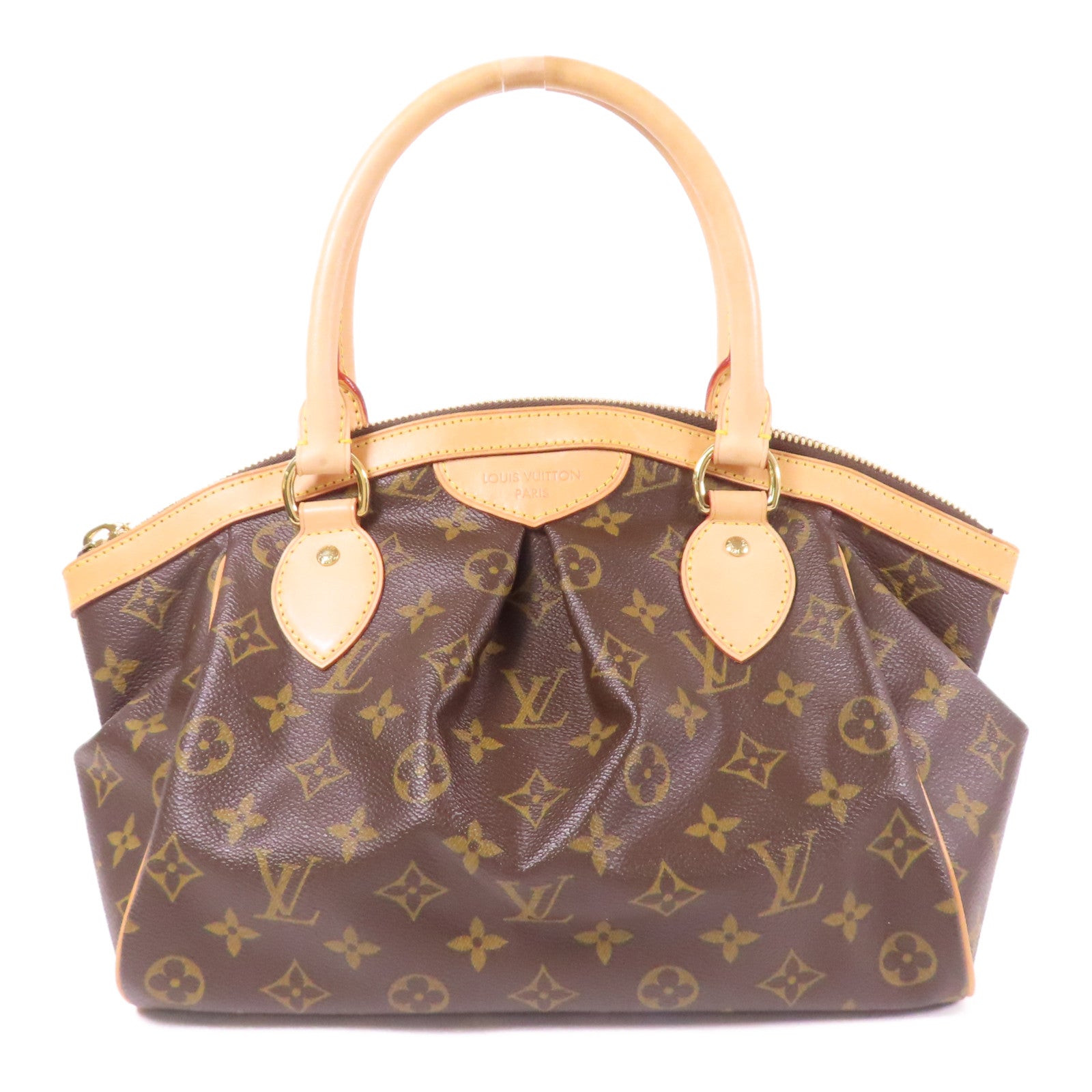 LOUIS VUITTON Monogram Tivoli PM金扣手挽袋棕色