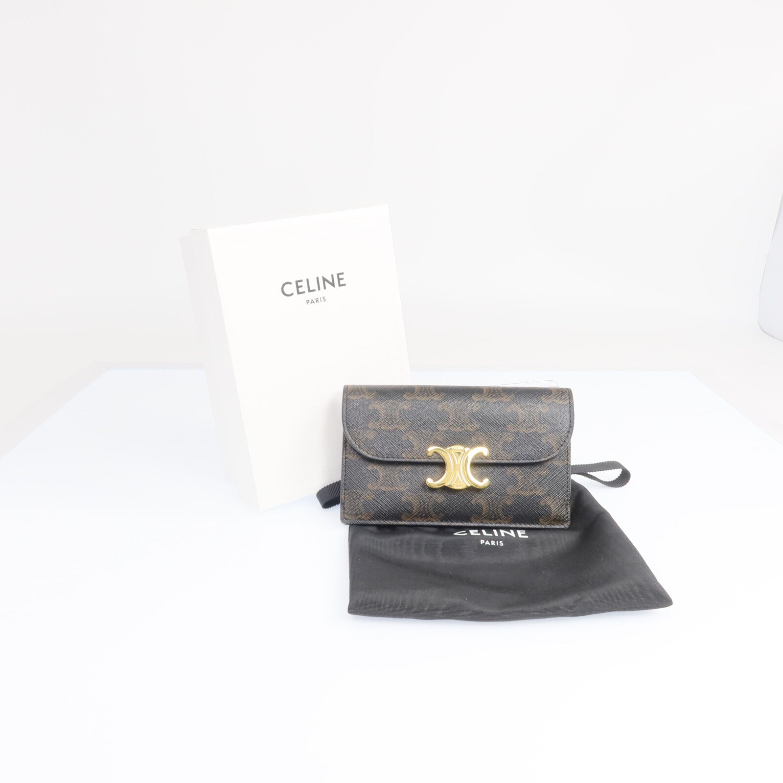CELINE 塗層帆布Coin/Card Holder金扣零錢包/卡片套