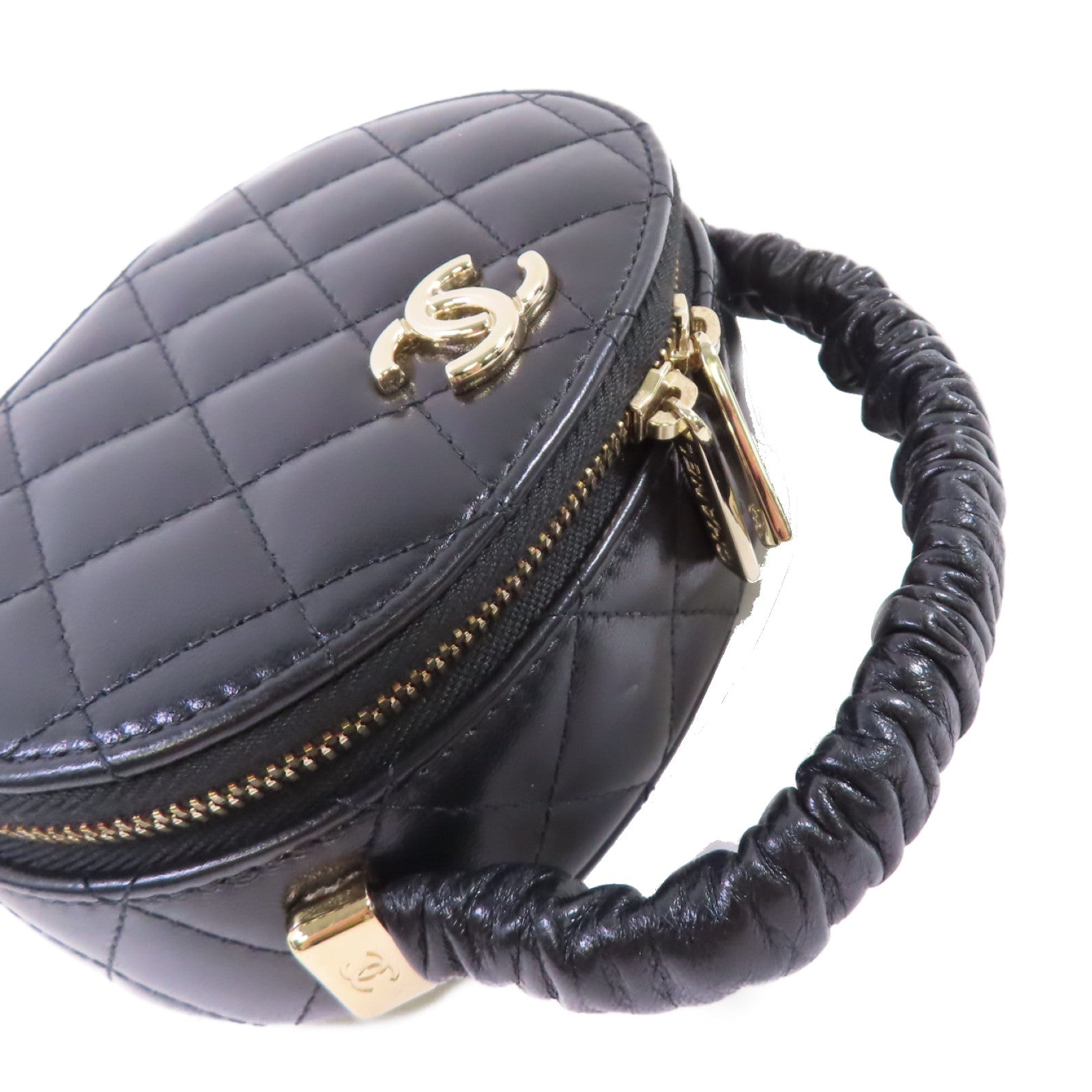 CHANEL 菱格牛皮皮革Hand Bag金扣手挽袋黑色