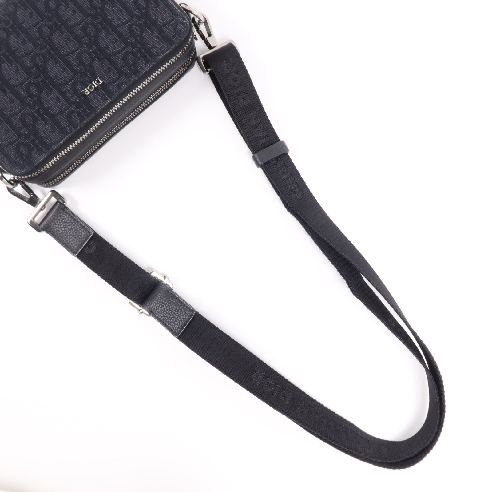 Dior 帆布Oblique Zipped Pouch銀扣肩背袋
