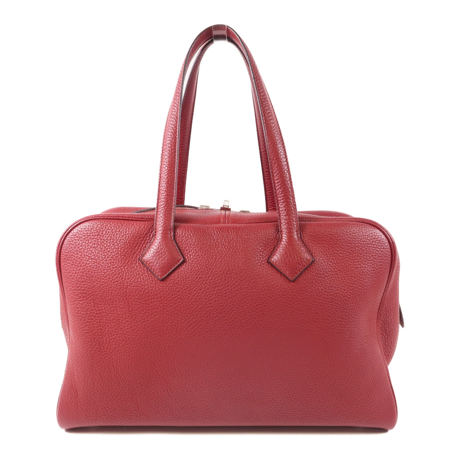 HERMES Clemence皮革Victoria 35銀扣肩背袋Rubis