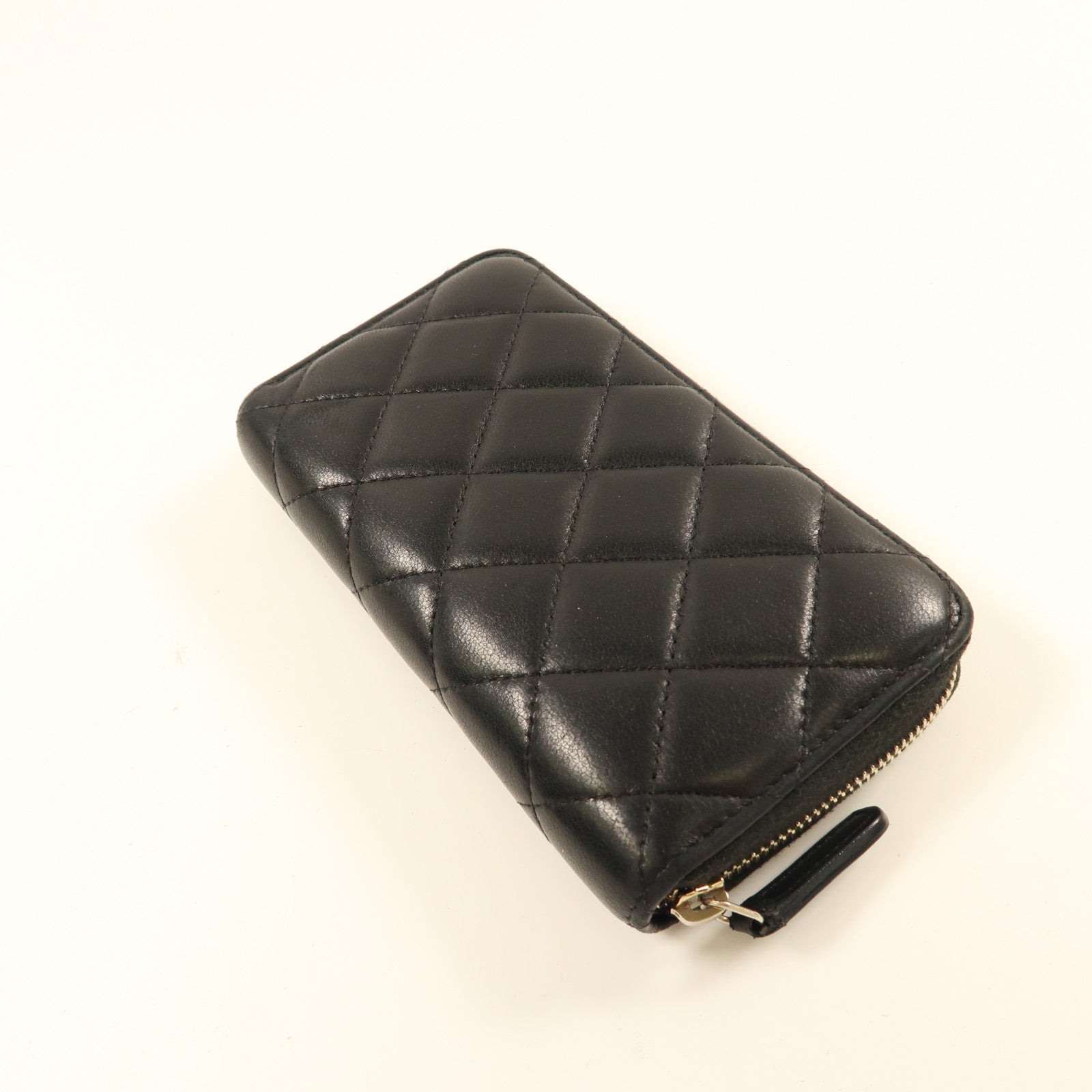 CHANEL 羊皮皮革Pouch Wallet金扣錢包黑色
