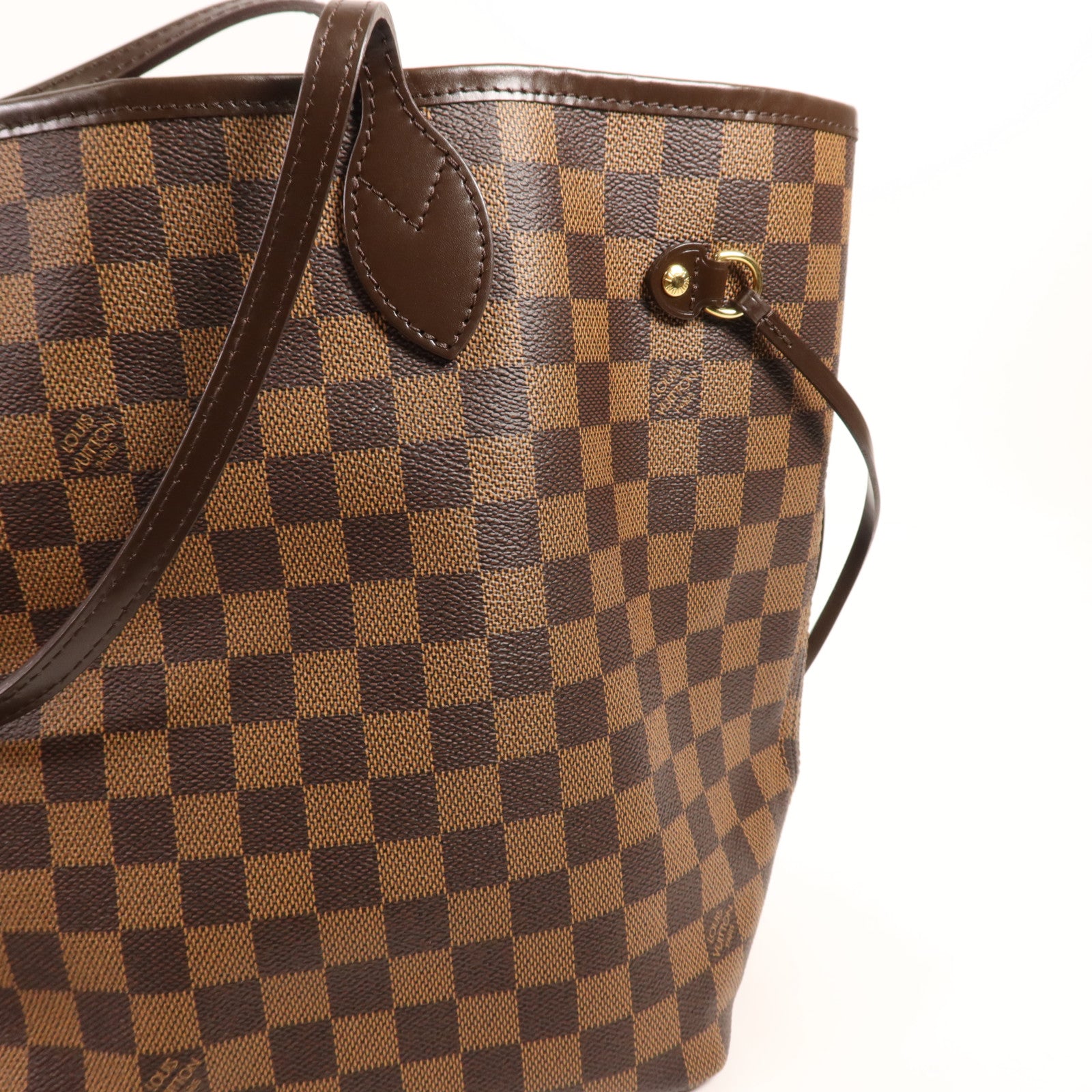 LOUIS VUITTON Damier Neverfull MM金扣肩背袋/手挽袋