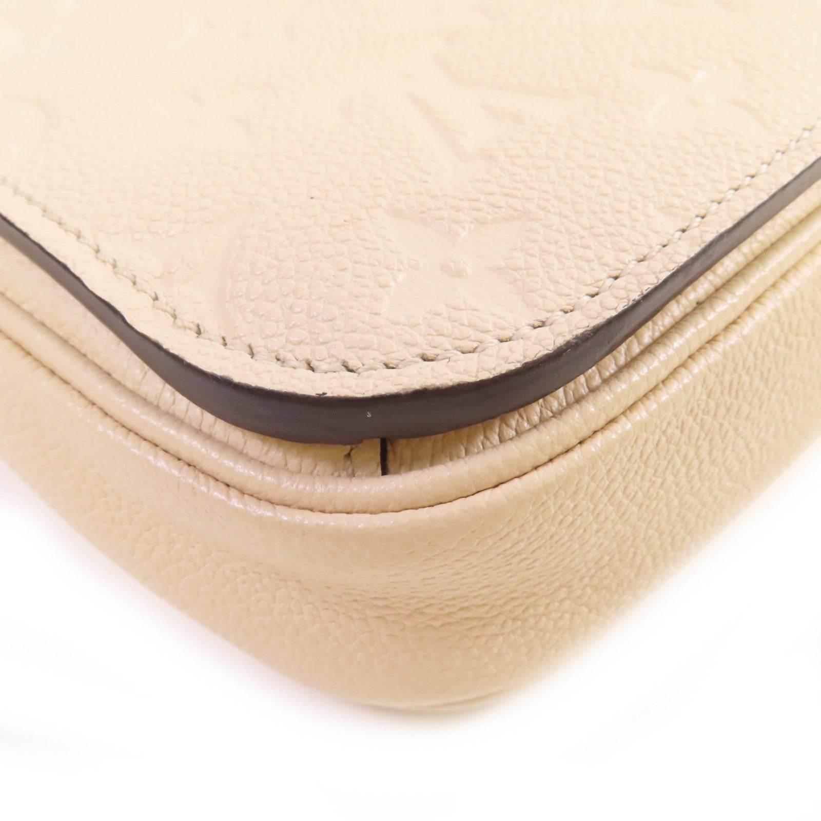LOUIS VUITTON Monogram Empreinte Pochette Metis金扣手挽肩背兩用袋米色