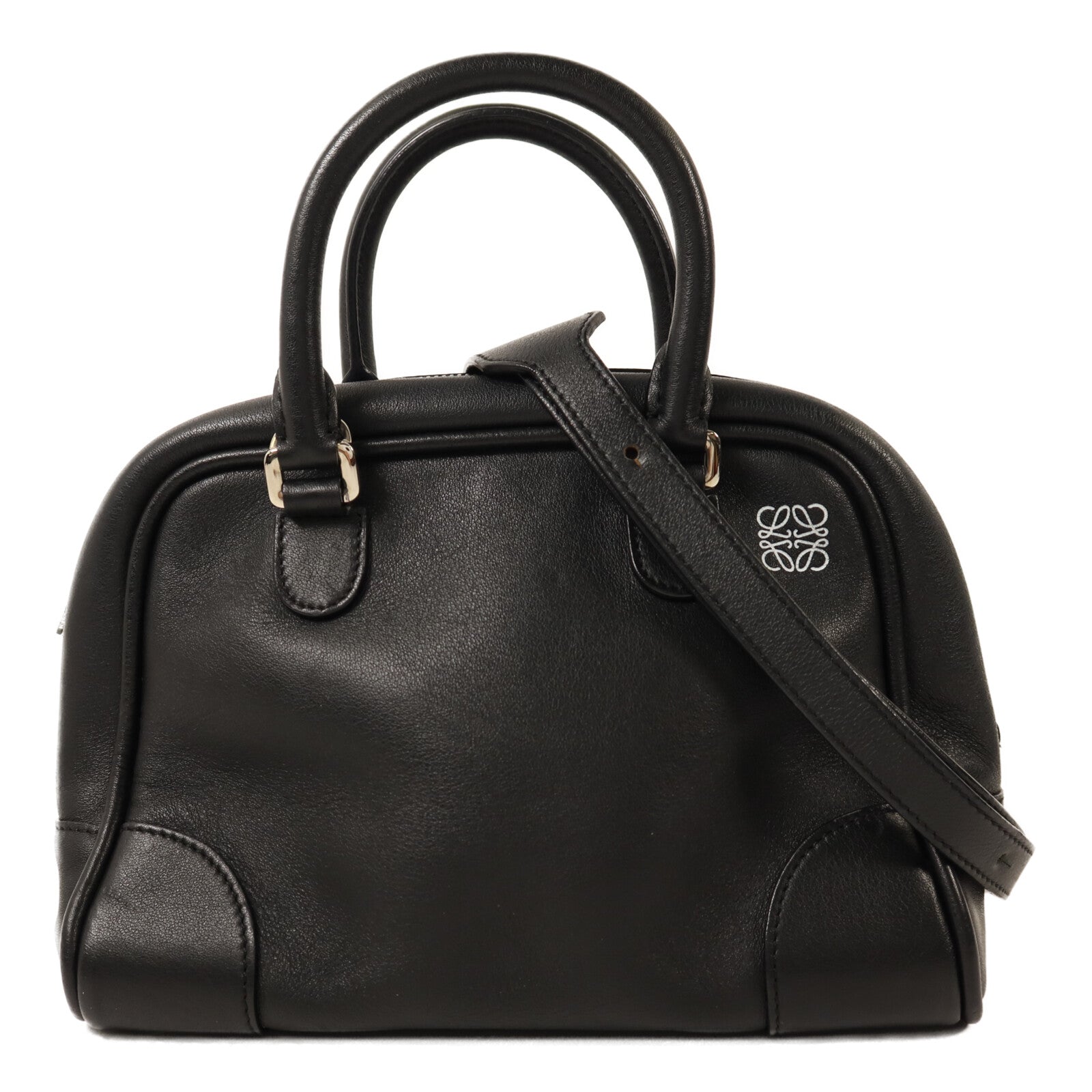 LOEWE 牛皮皮革Amazoha 75銀扣手挽肩背兩用袋