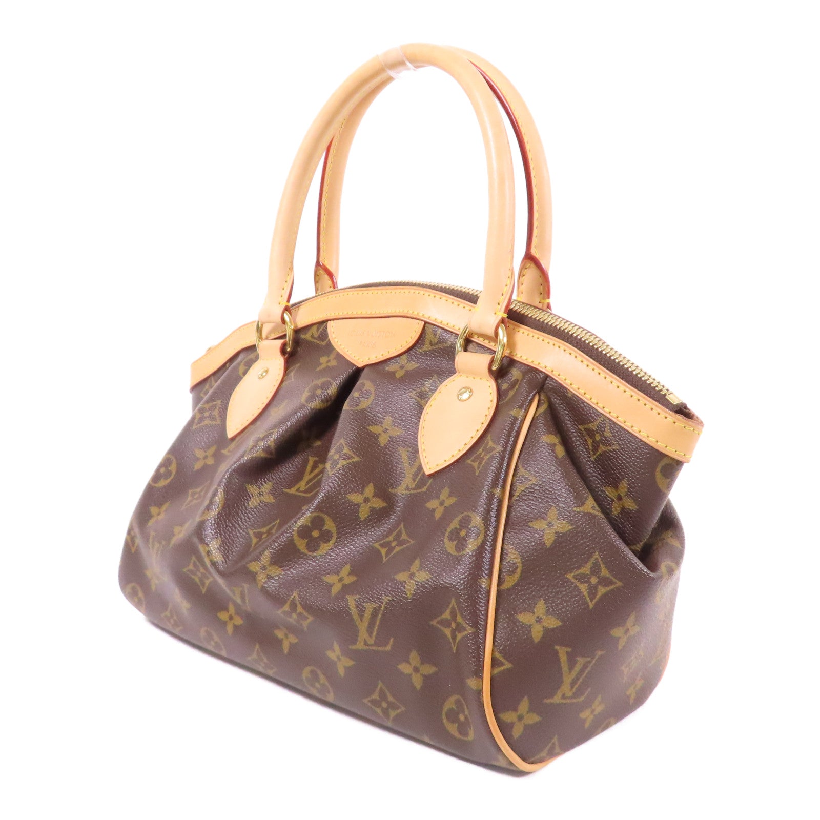 LOUIS VUITTON Monogram Tivoli PM金扣手挽袋棕色