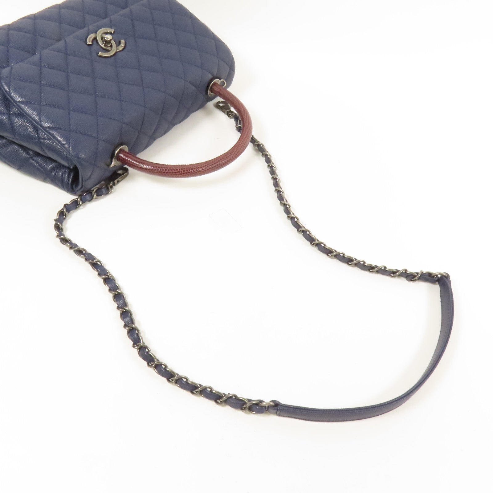 CHANEL 牛皮皮革/蜥蜴皮革Coco Handle Medium手挽肩背兩用袋