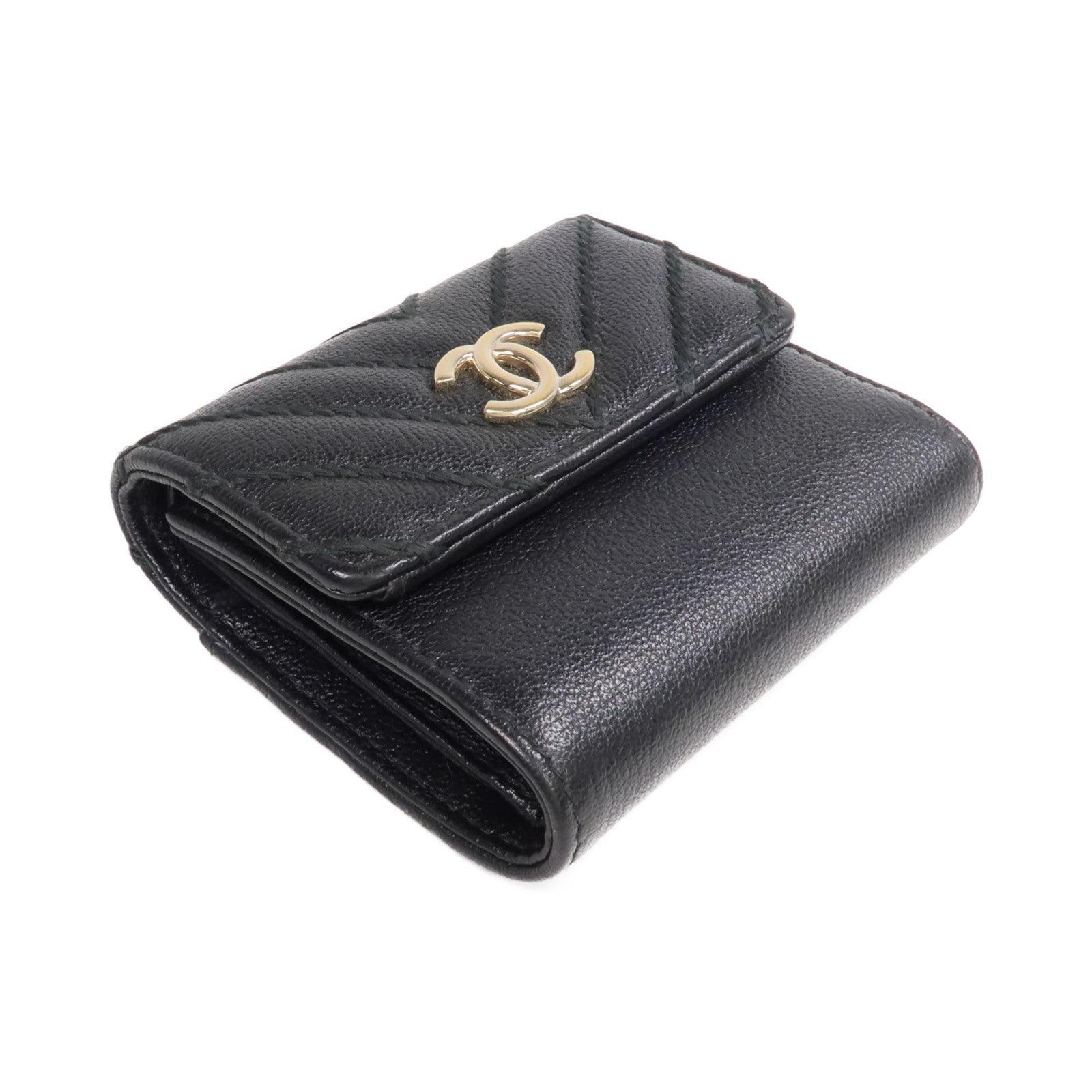 CHANEL 牛皮皮革Wallet金扣錢包