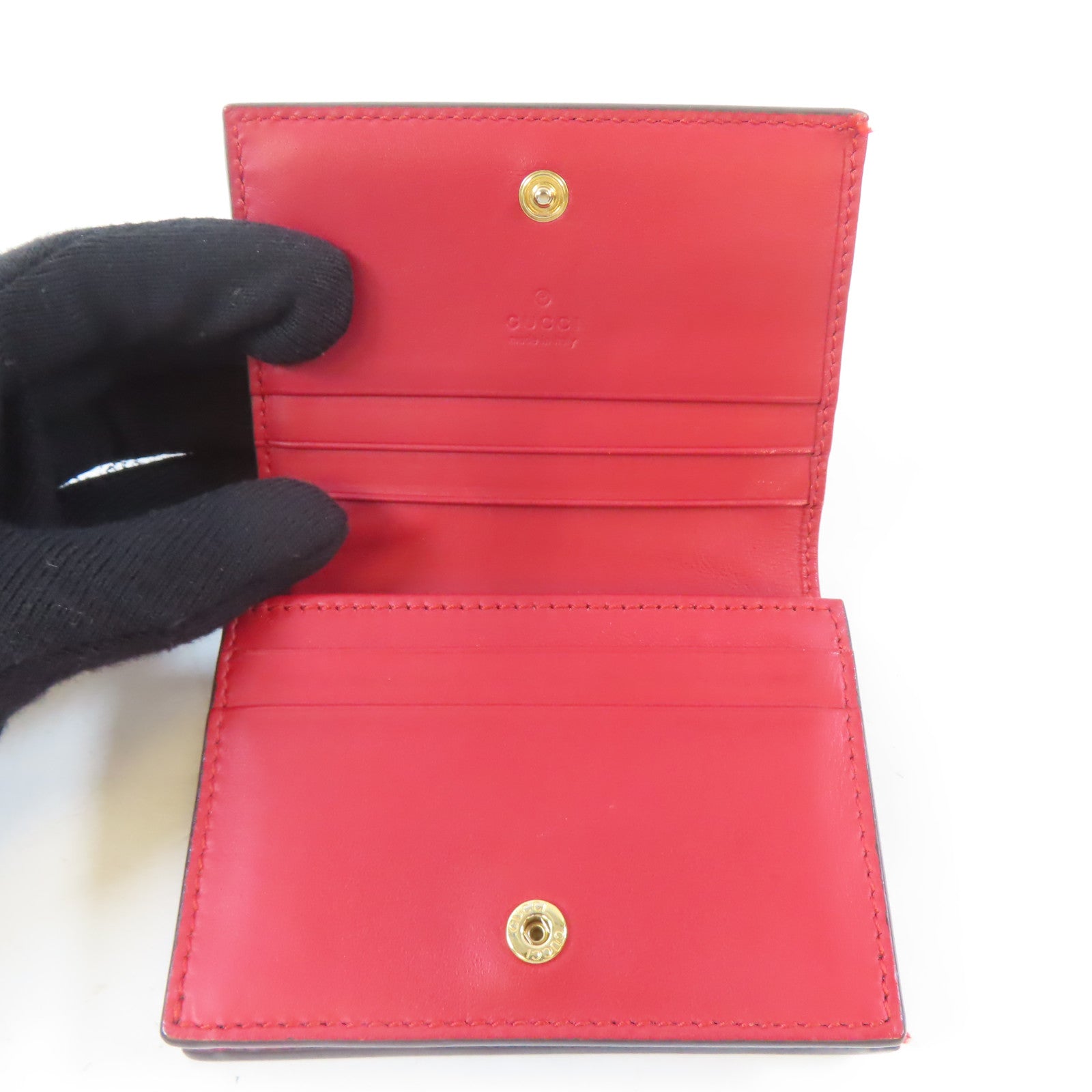 GUCCI 塗層帆布Fold Wallet金扣錢包灰色/藍色