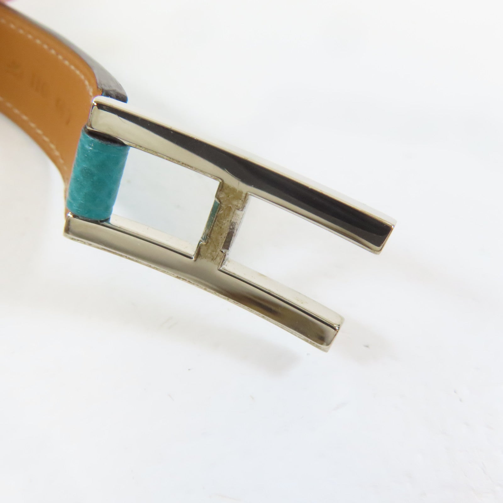 HERMES 【激減優惠】Epsom皮革Drag Double手鐲Bleu Paon/綠色