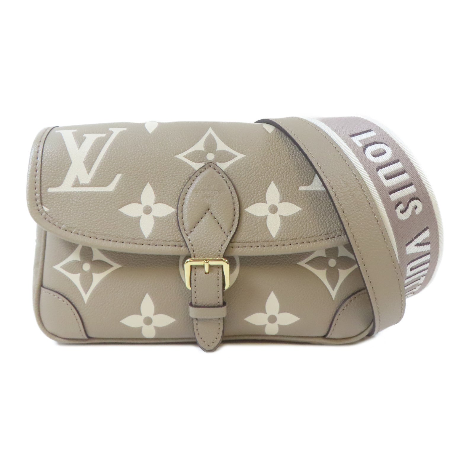 LOUIS VUITTON Monogram Empreinte Diane金扣手挽肩背兩用袋米色