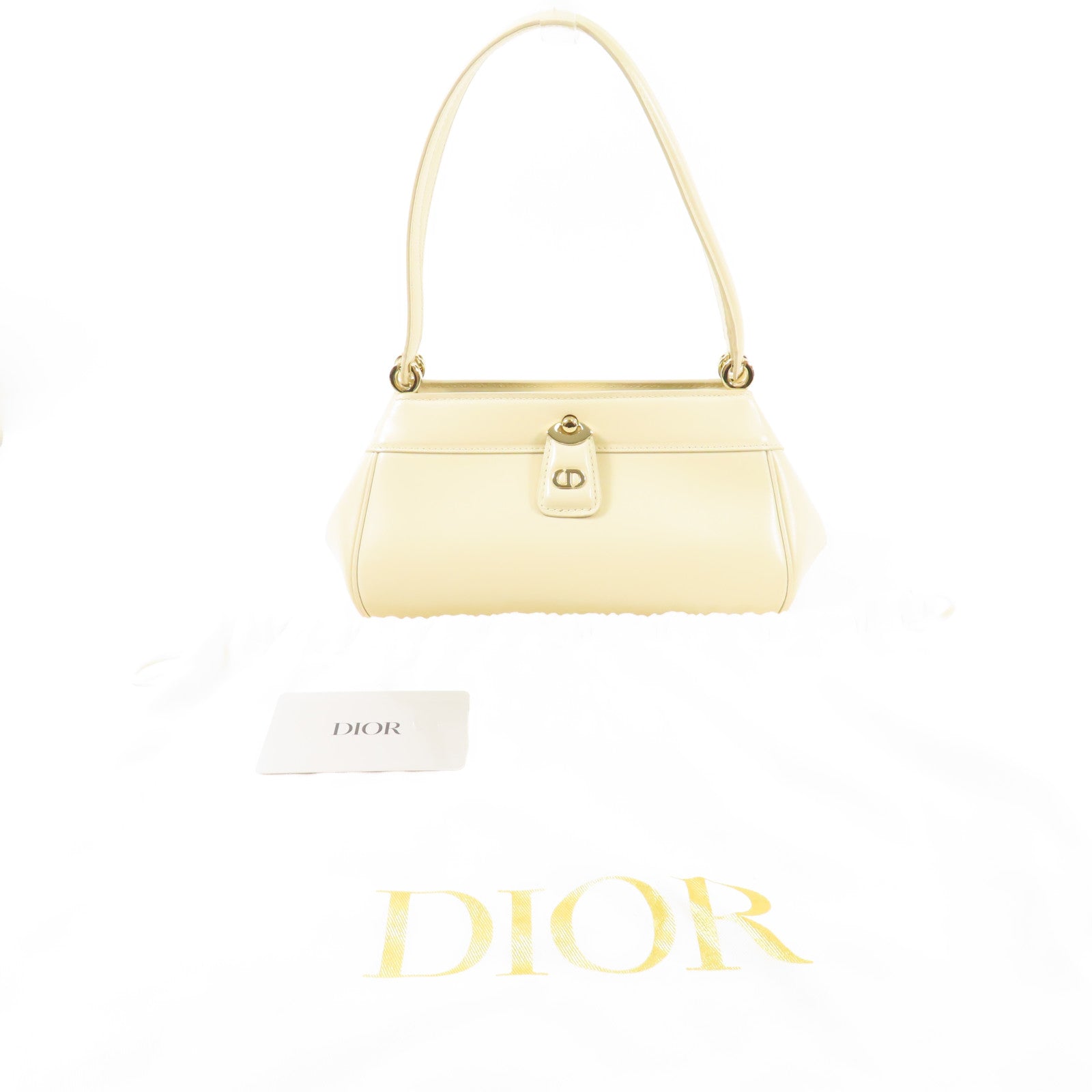 Dior GHW Hand Bag Calfskin Leather White
