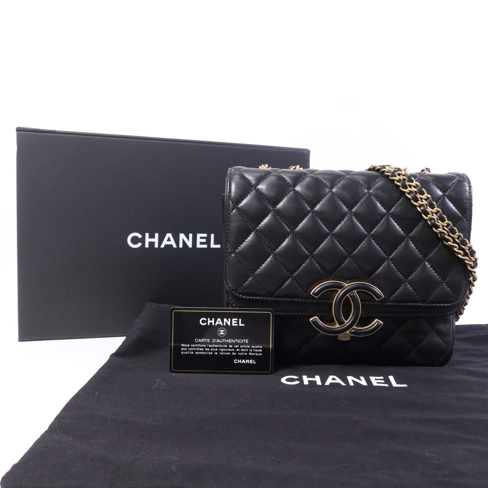 CHANEL 羊皮皮革Chain Shoulder Bag金扣鏈帶肩背袋