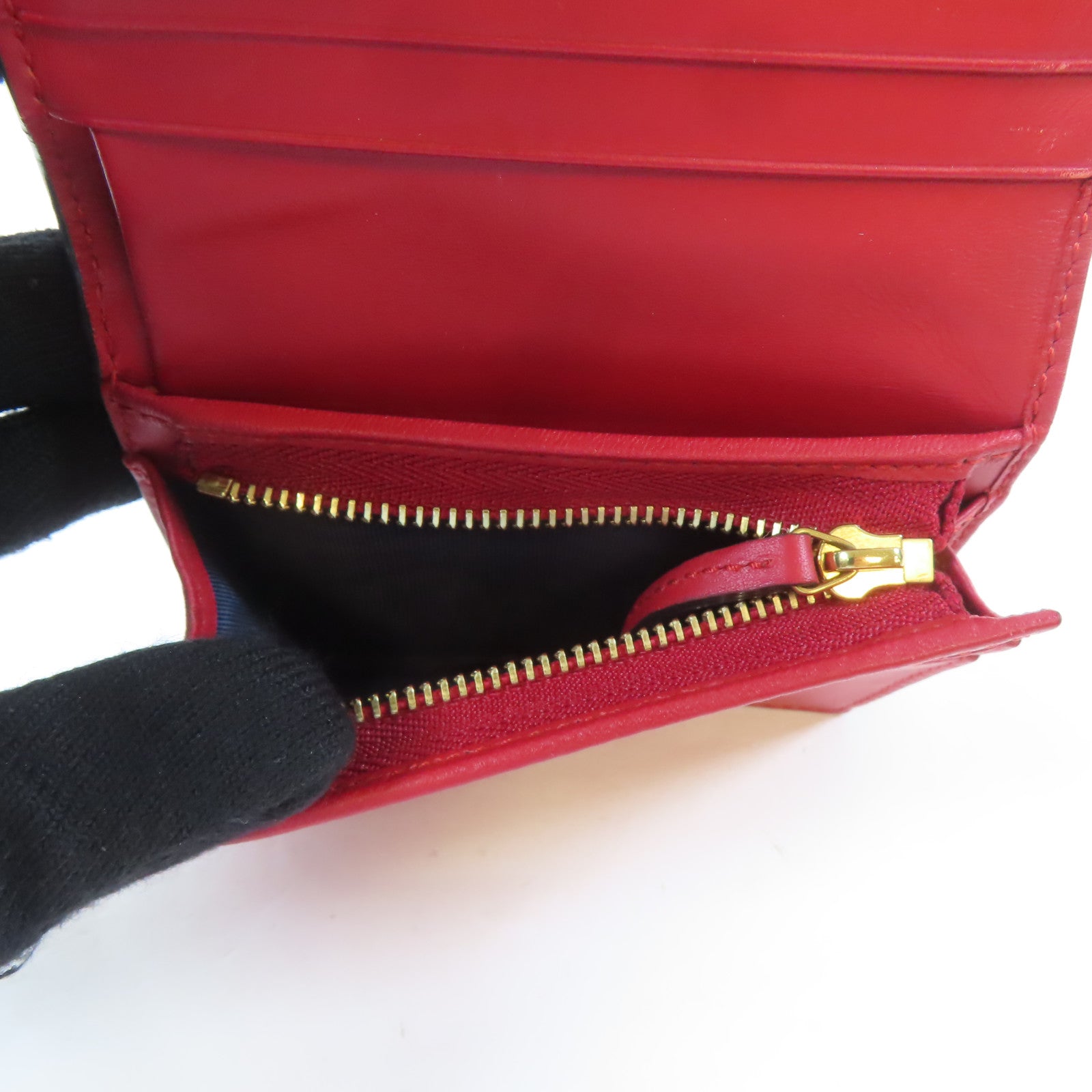 GUCCI 塗層帆布Fold Wallet金扣錢包灰色/藍色