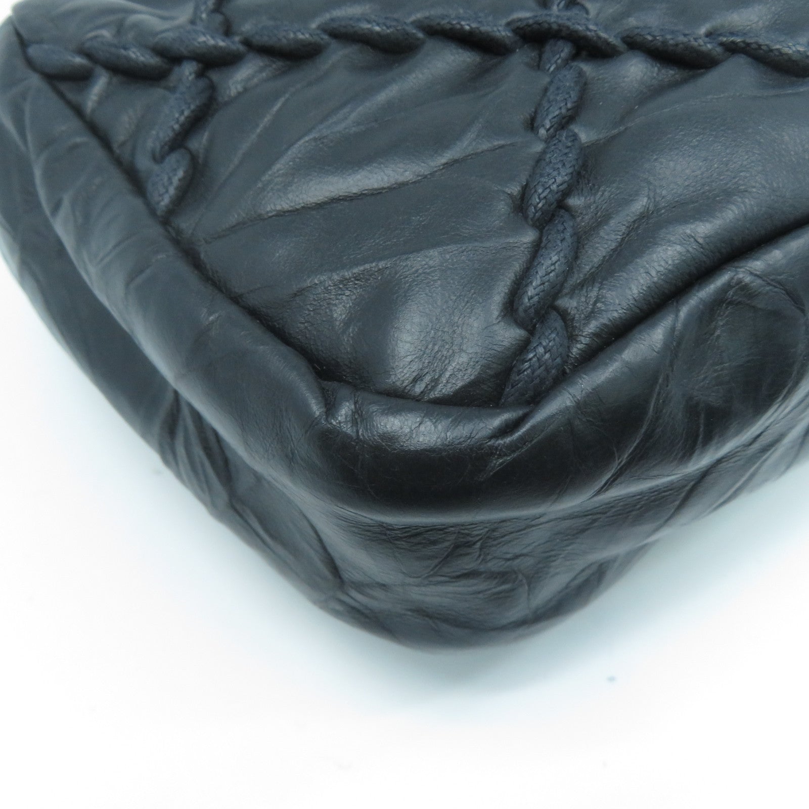 CHANEL 【激減優惠】菱格牛皮皮革Chain Shoulder Bag銀扣鏈帶肩背袋黑色