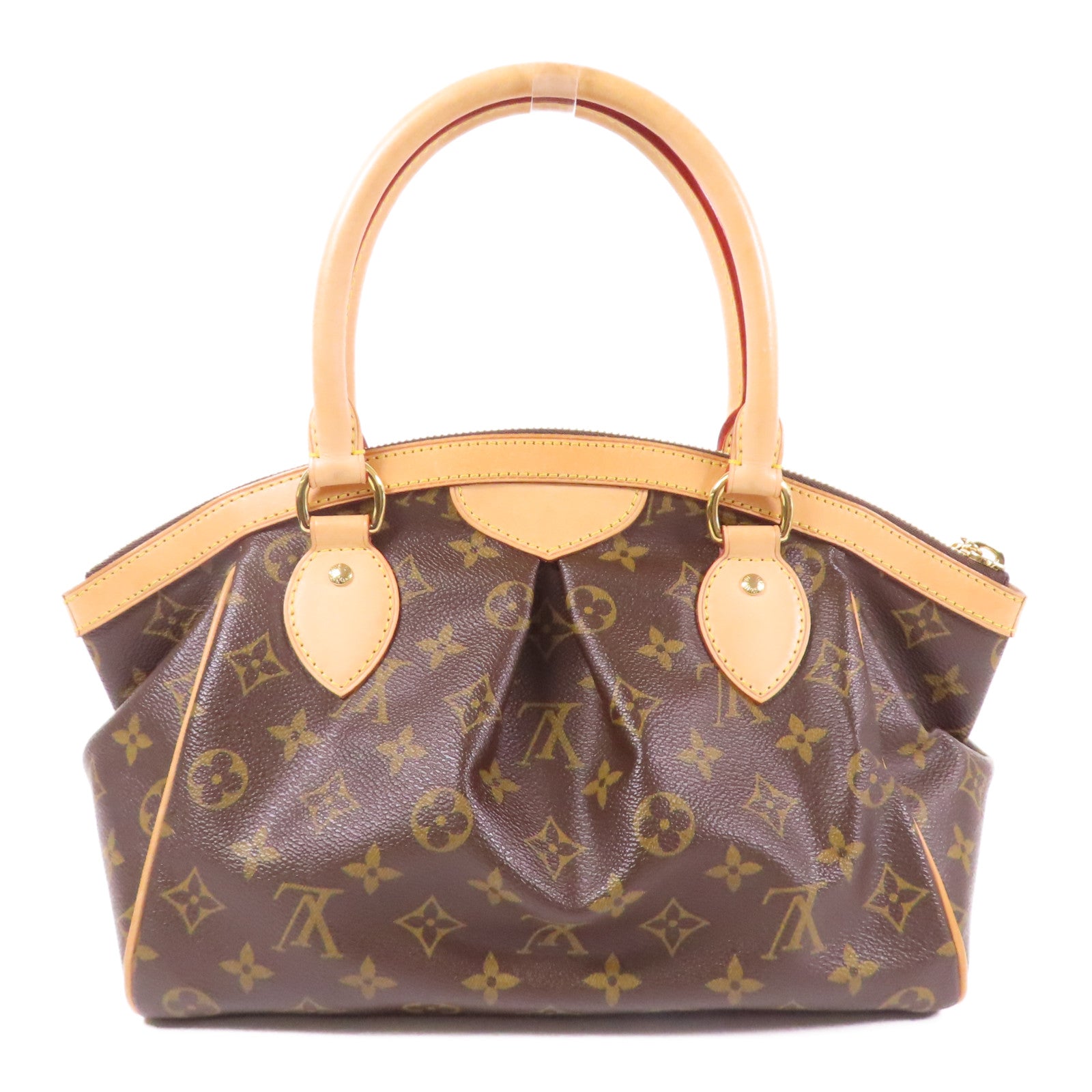 LOUIS VUITTON Monogram Tivoli PM金扣手挽袋棕色