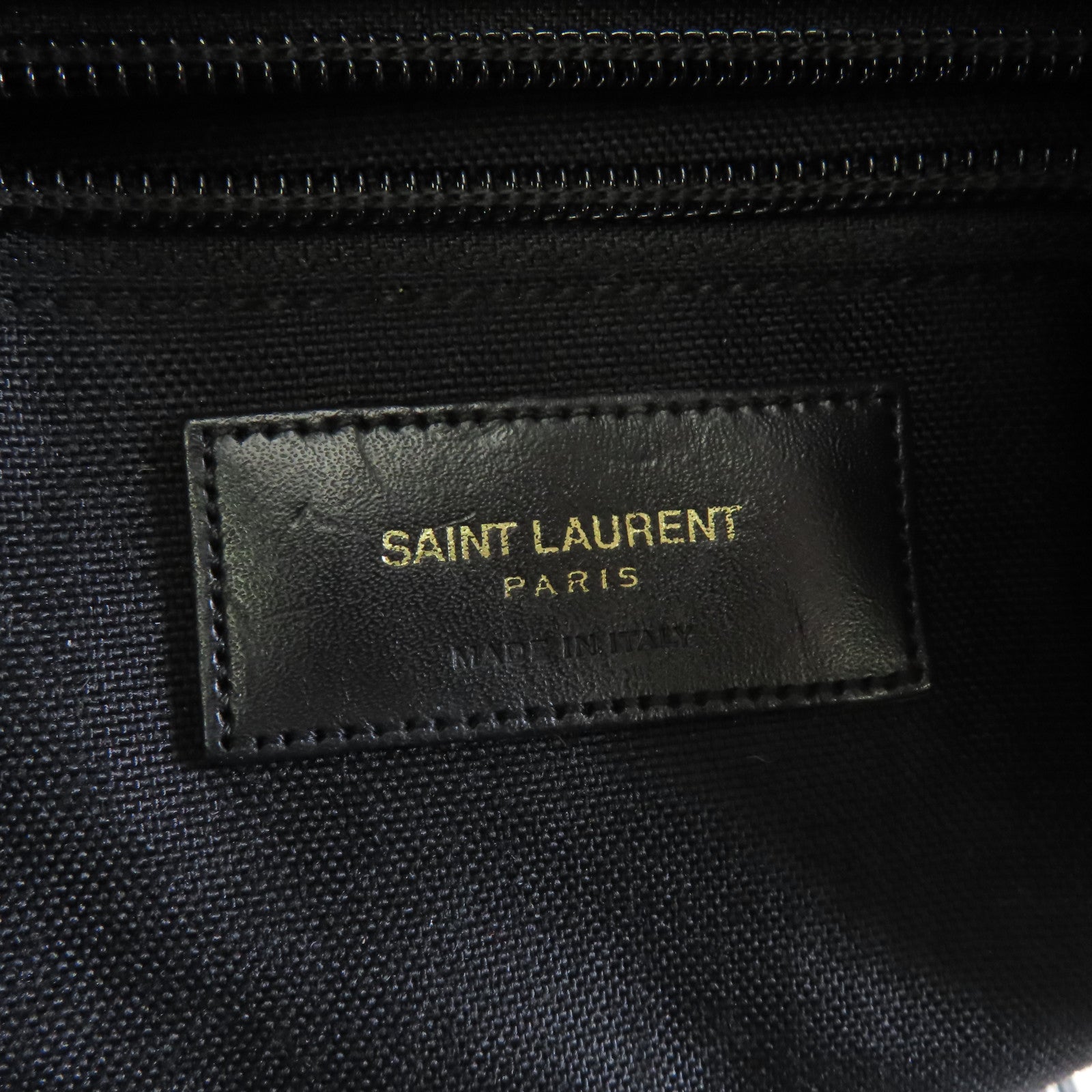 SAINT LAURENT 帆布Backpack銀扣背包黑色/白色