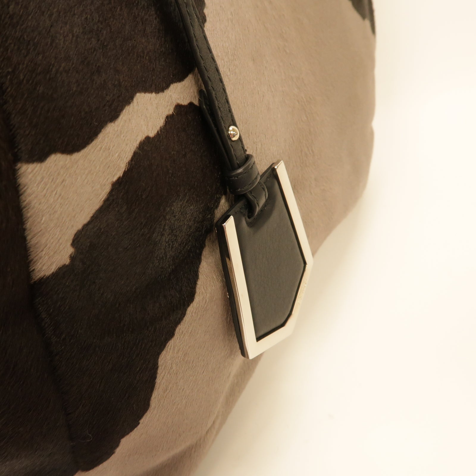 FENDI 【激減優惠】皮革2way Shoulder Bag銀扣手挽肩背兩用袋灰色/棕色