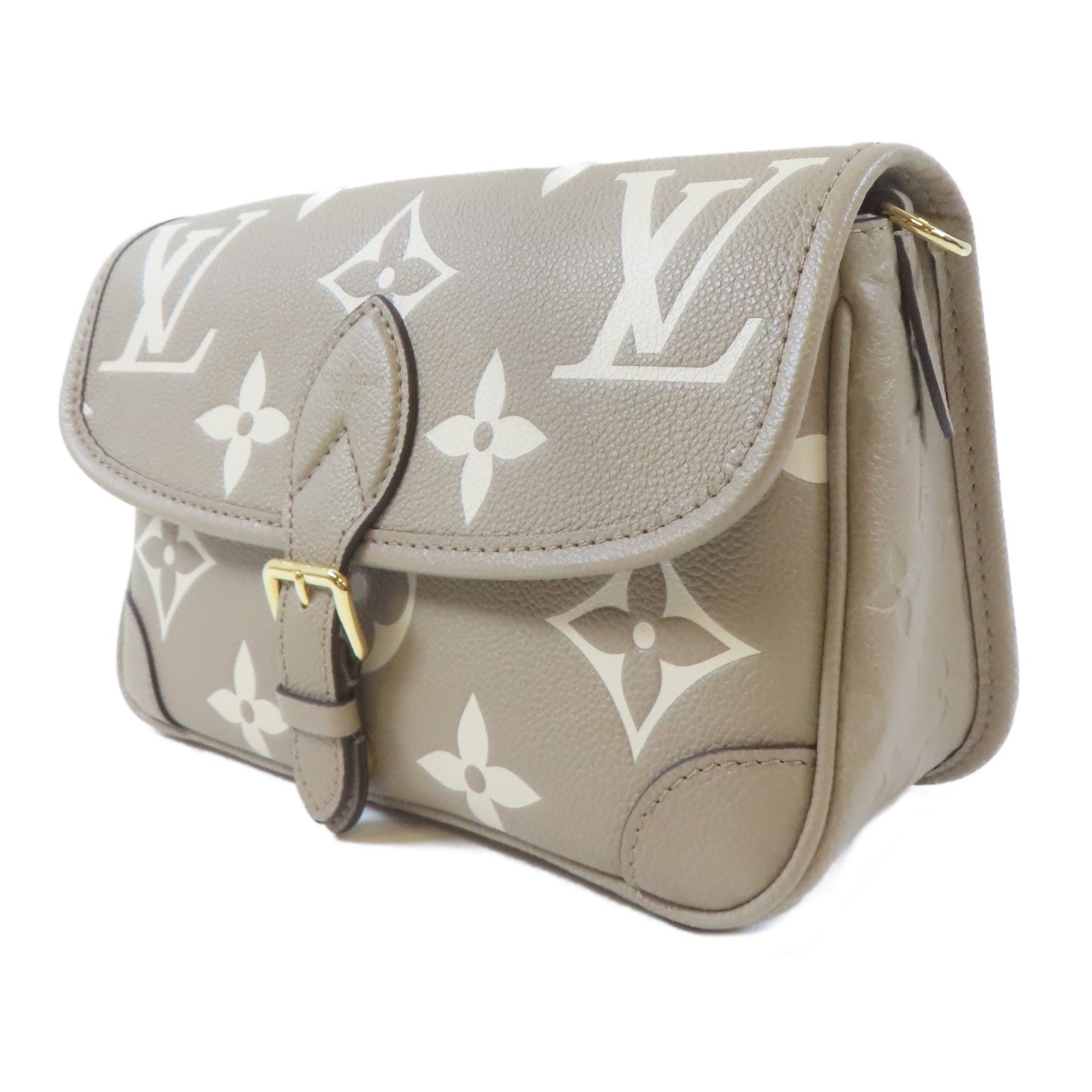 LOUIS VUITTON Monogram Empreinte Diane金扣手挽肩背兩用袋米色